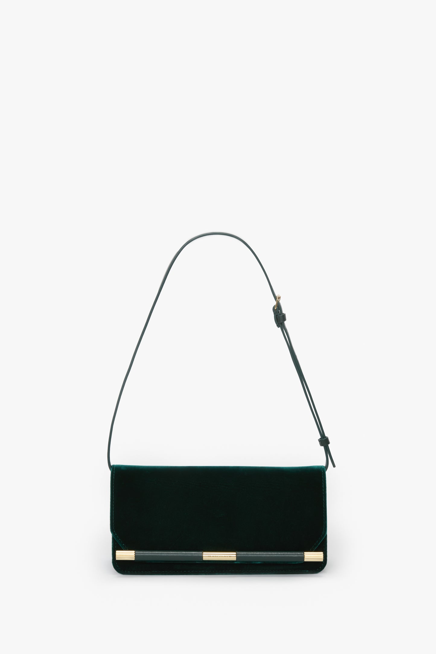 202 Clutch Bag With Strap In Dark Green Velvet
