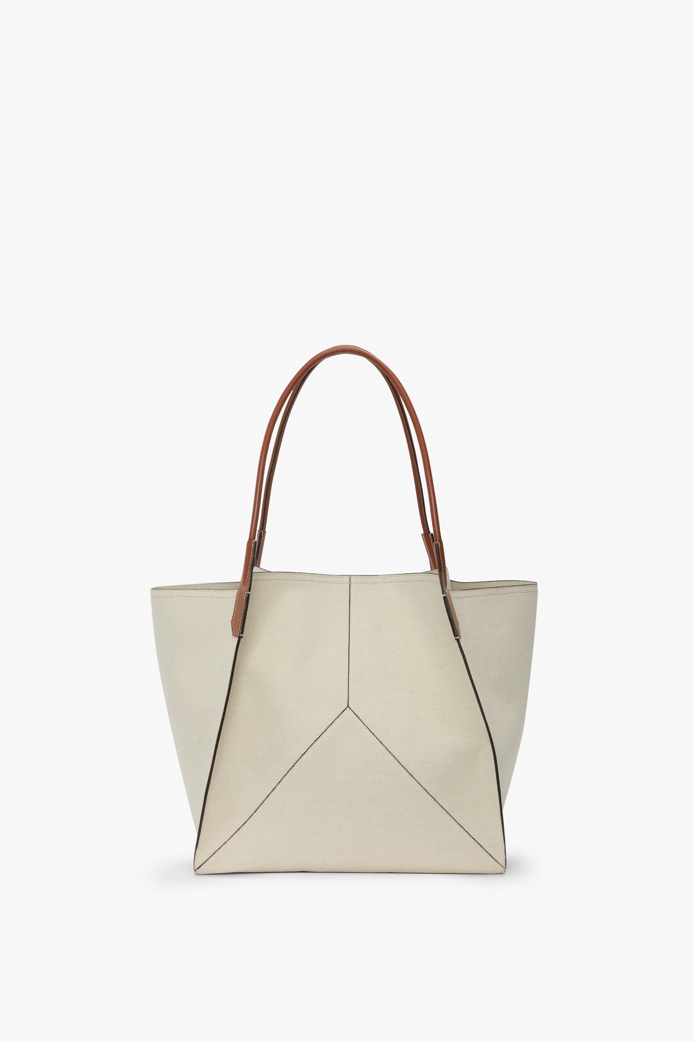 Victoria Tote In Ivory Canvas With Tan Leather