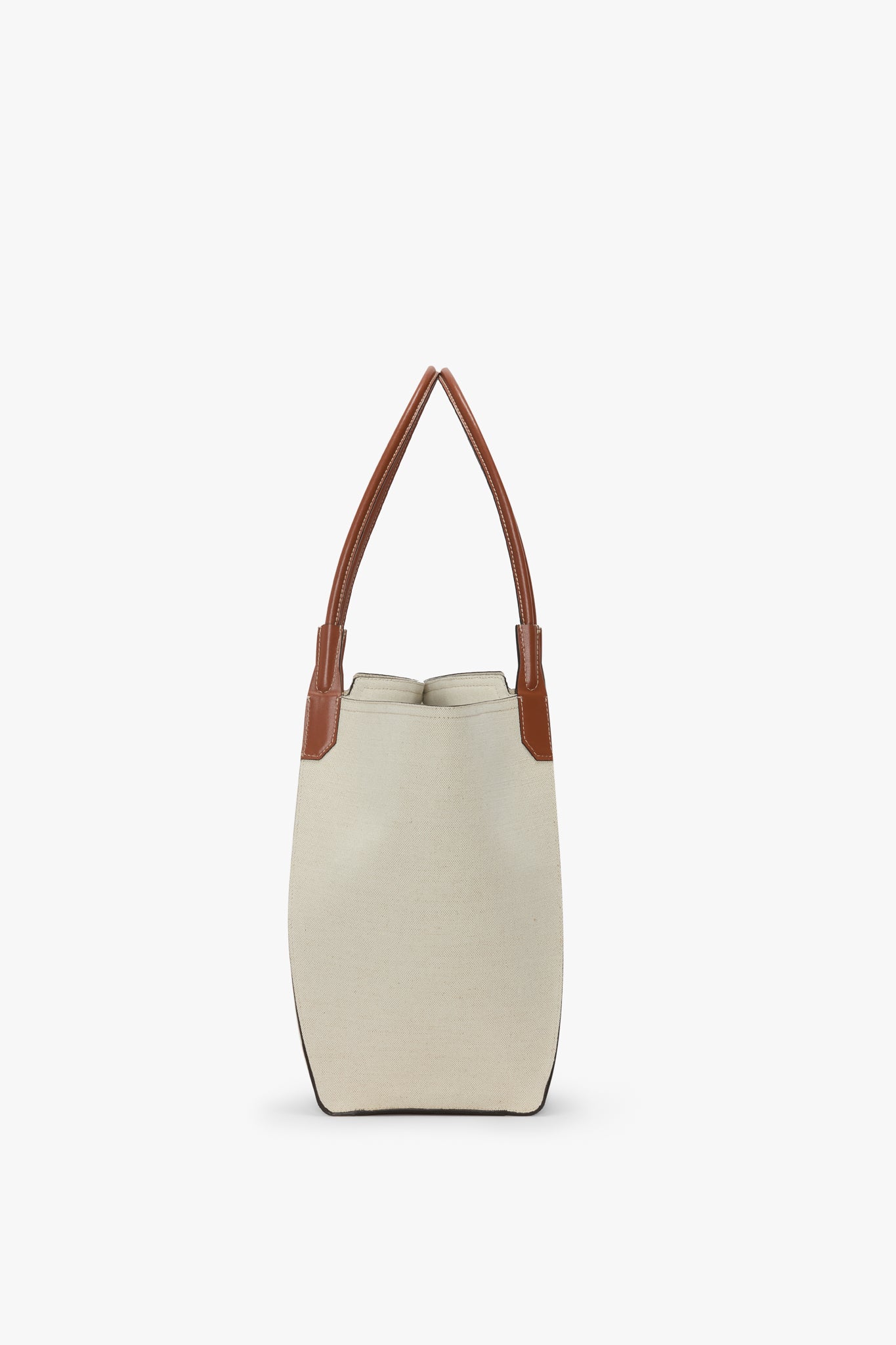 Victoria Tote In Ivory Canvas With Tan Leather