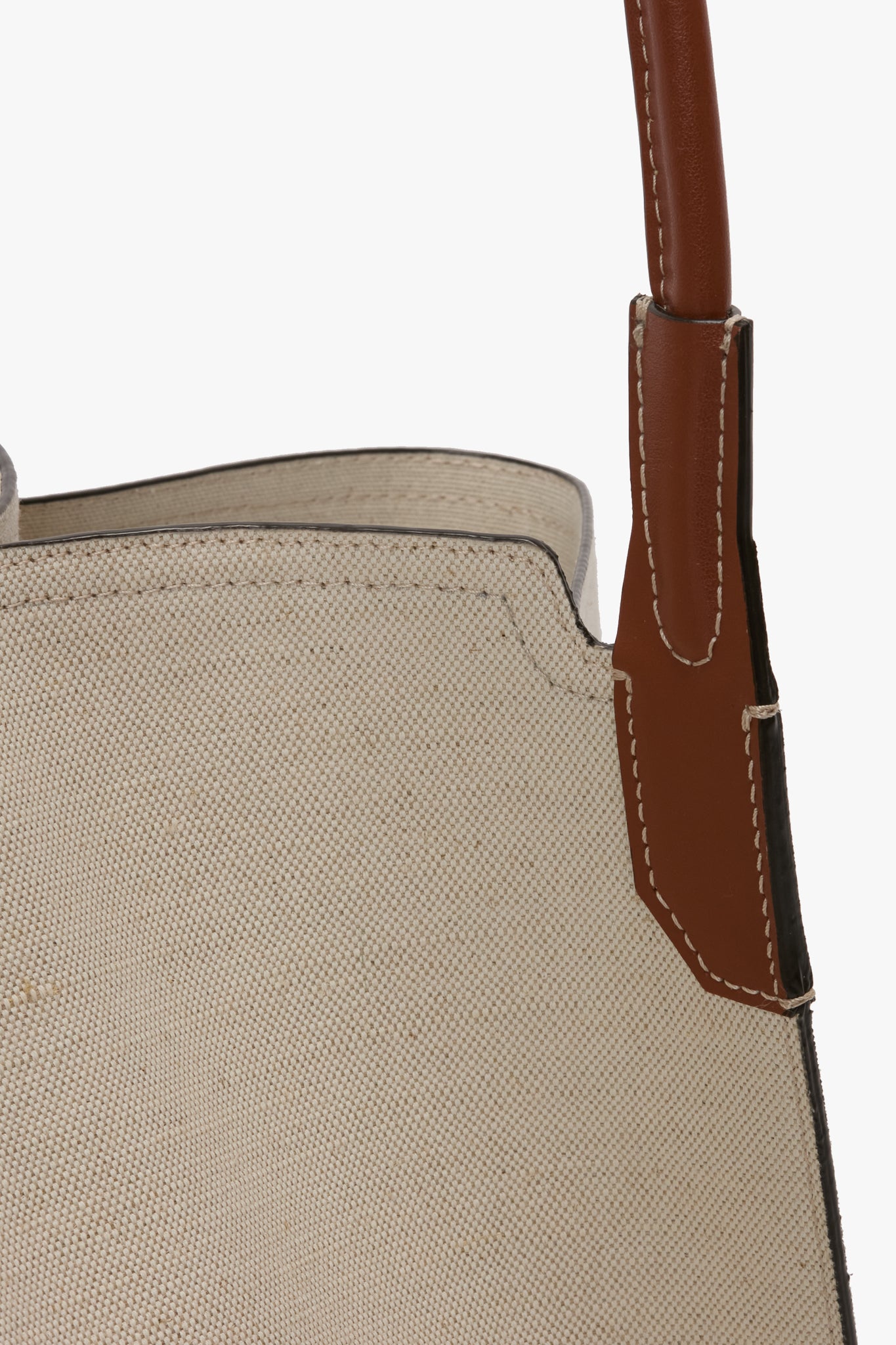Victoria Tote In Ivory Canvas With Tan Leather