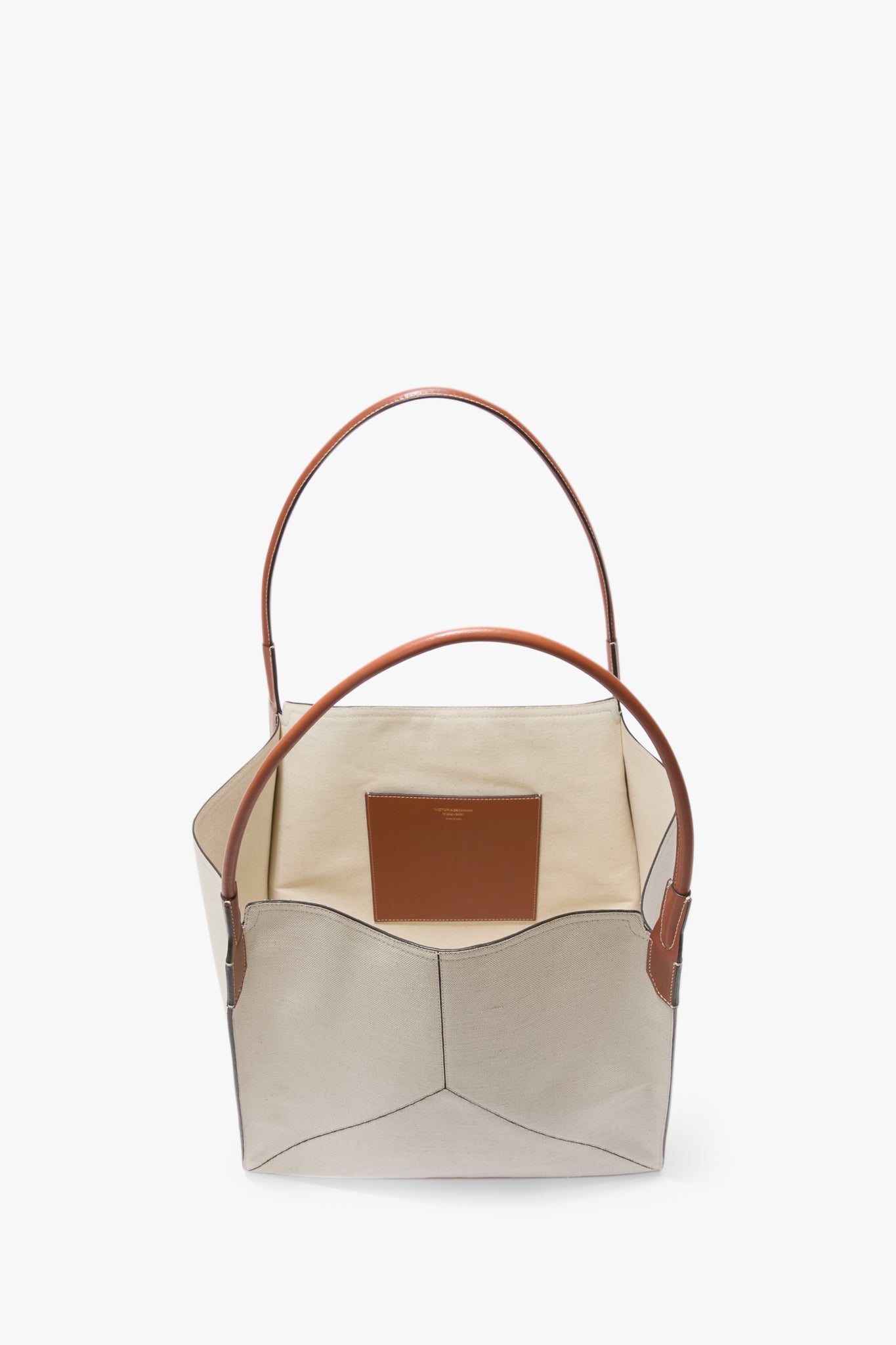 Victoria Tote In Ivory Canvas With Tan Leather