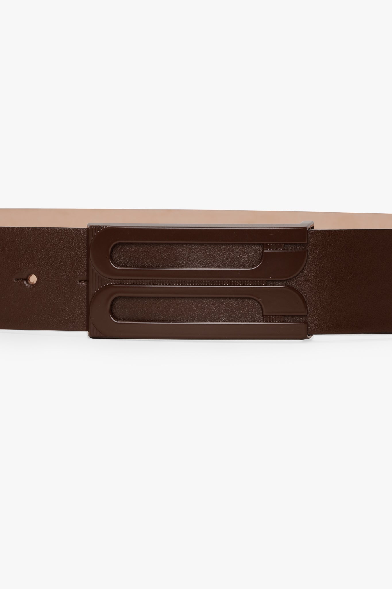 Tonal Jumbo Frame Belt In Dark Brown Smooth Leather