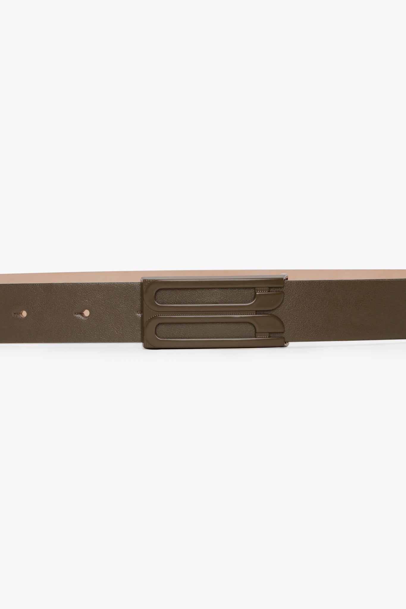 Tonal Frame Belt In Dark Khaki Smooth Leather