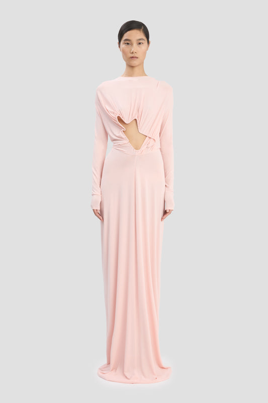 Cut-Out Wire Gown In Frosted Pink