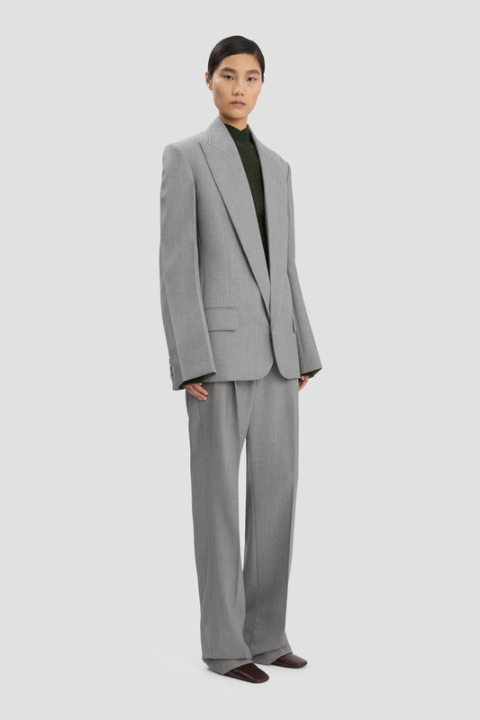 Sculptural Sleeve Jacket In Light Grey Melange
