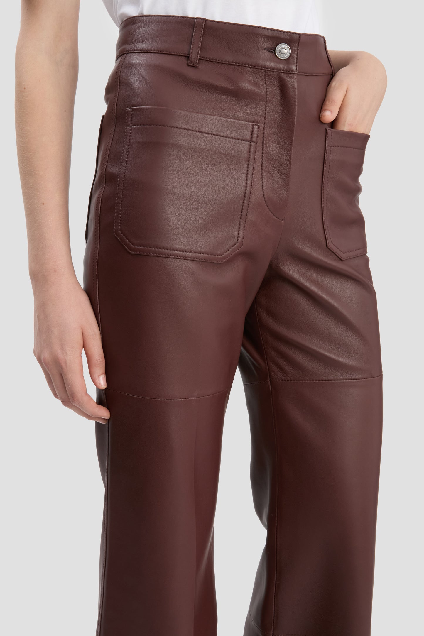Leather Alina Trouser In Soft Burgundy Leather