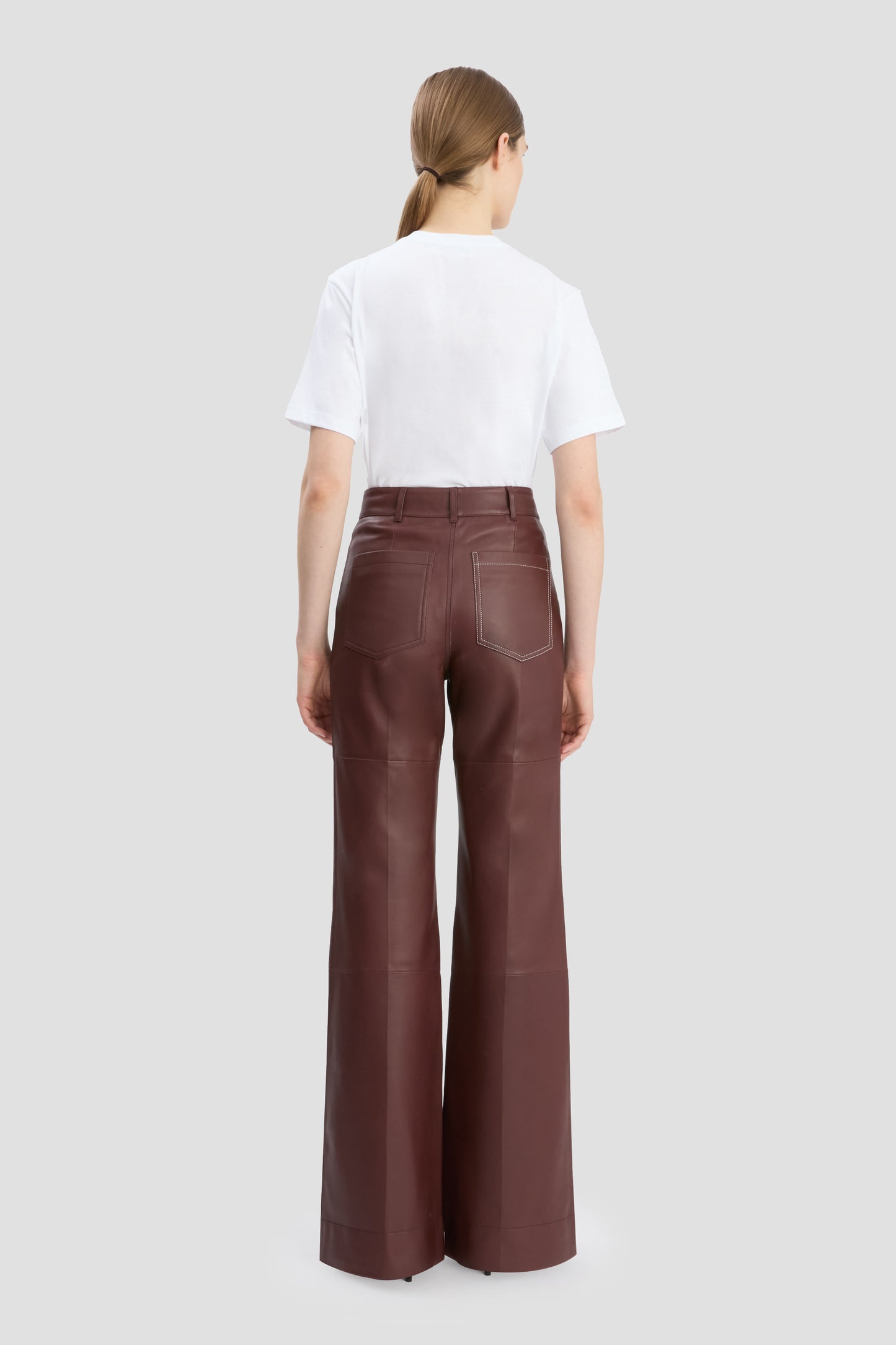 Leather Alina Trouser In Soft Burgundy Leather