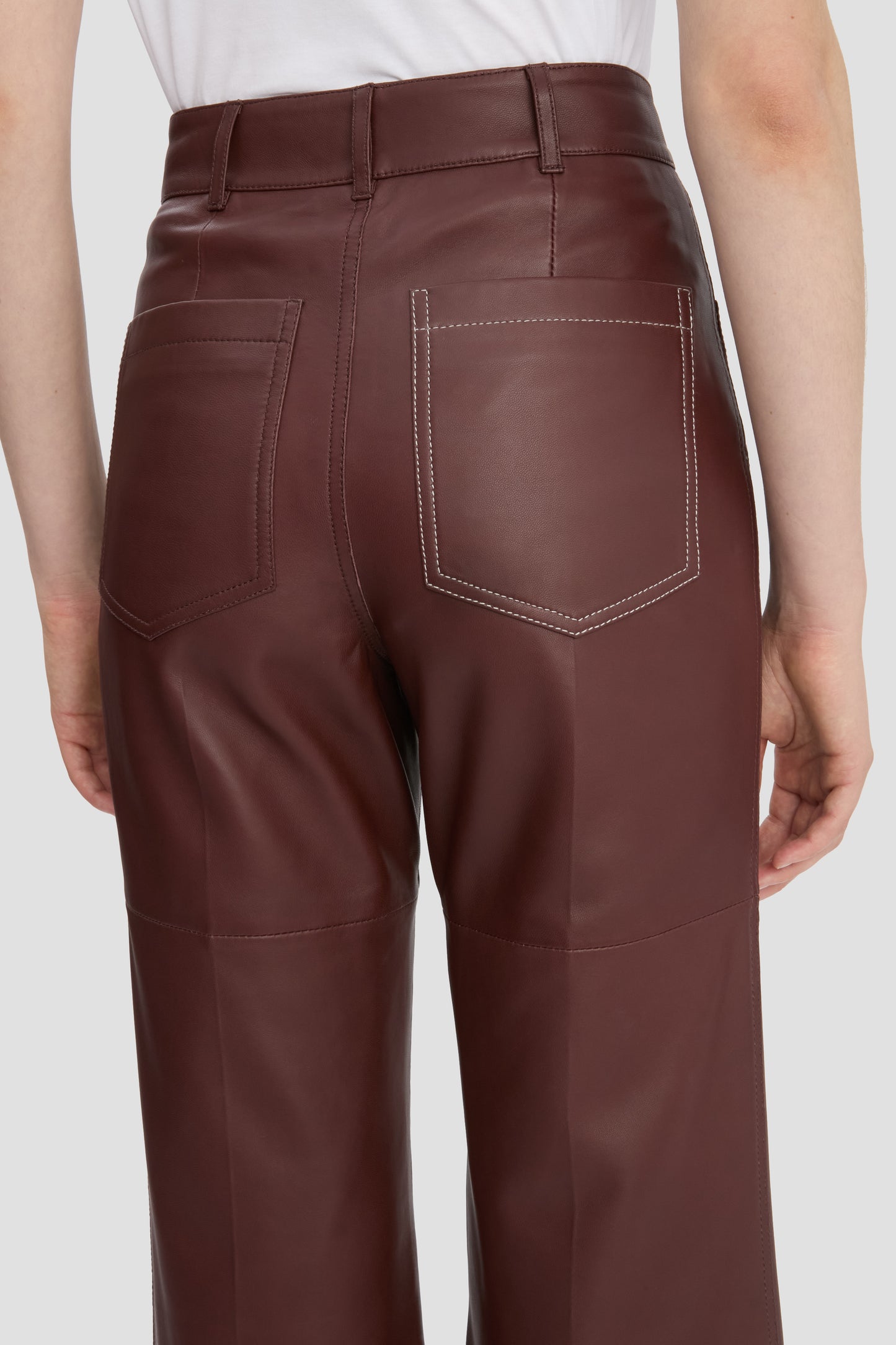 Leather Alina Trouser In Soft Burgundy Leather
