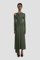 Twist Armhole Detail Midi Dress In Oregano