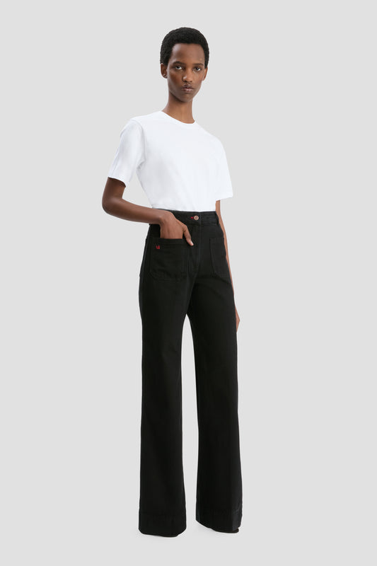 Alina High Waisted Long Jean In Washed Black