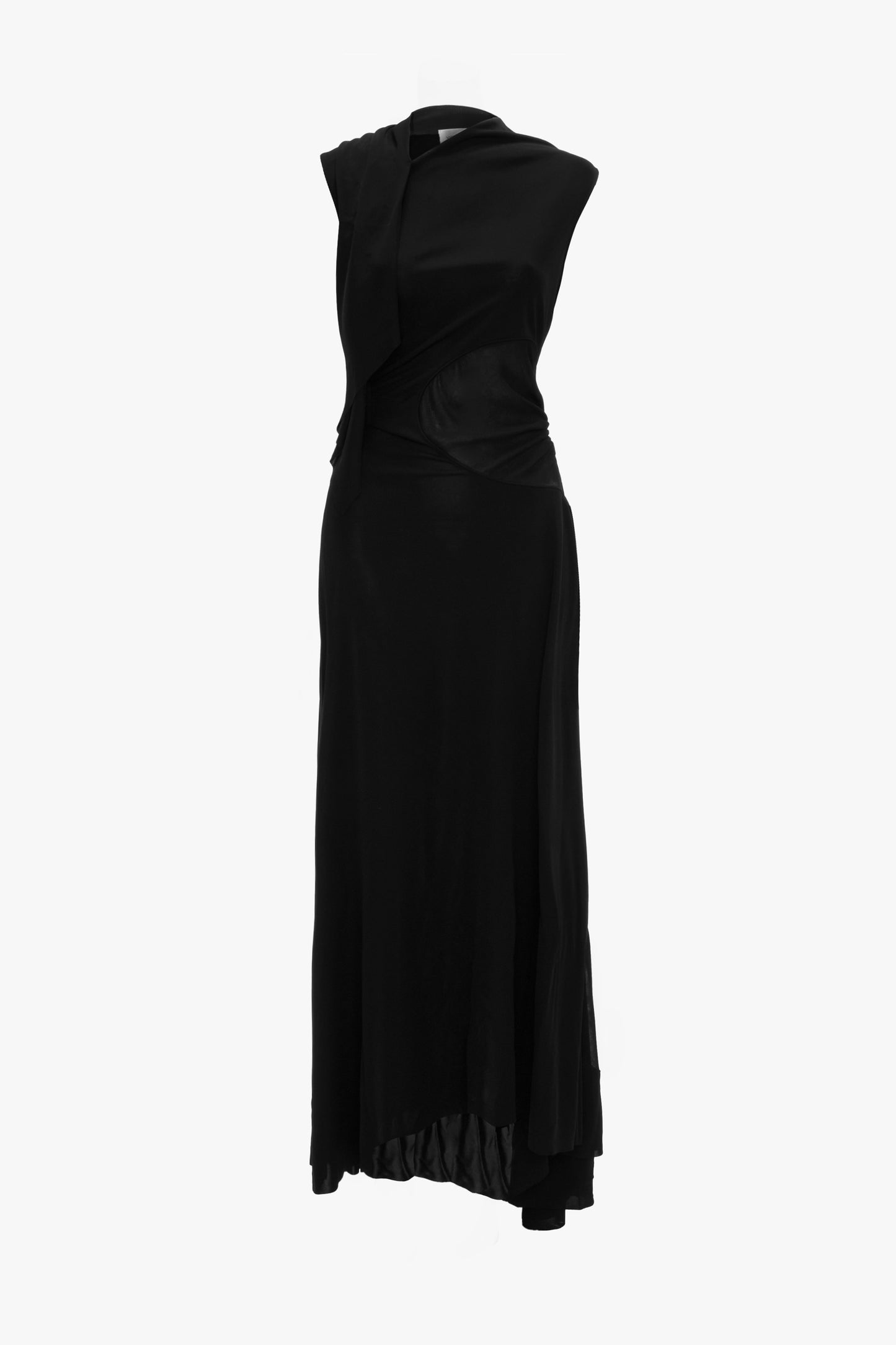 Sleeveless Draped Panel Dress In Black