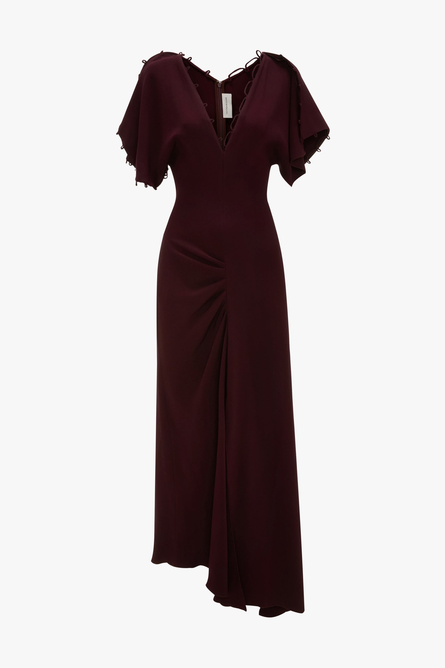 Rouleaux Midi Dress In Merlot