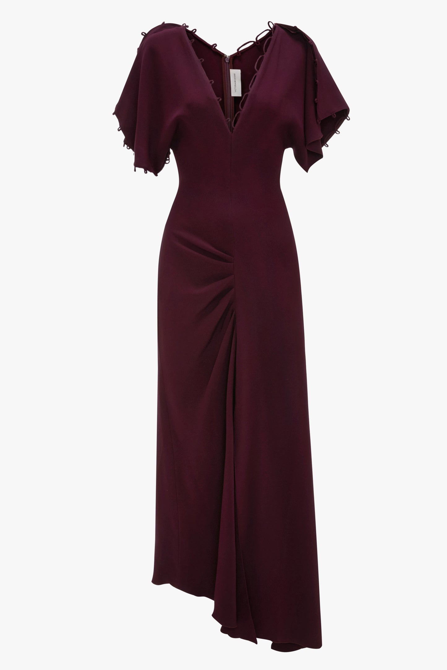 Rouleaux Detail Midi Dress In Merlot