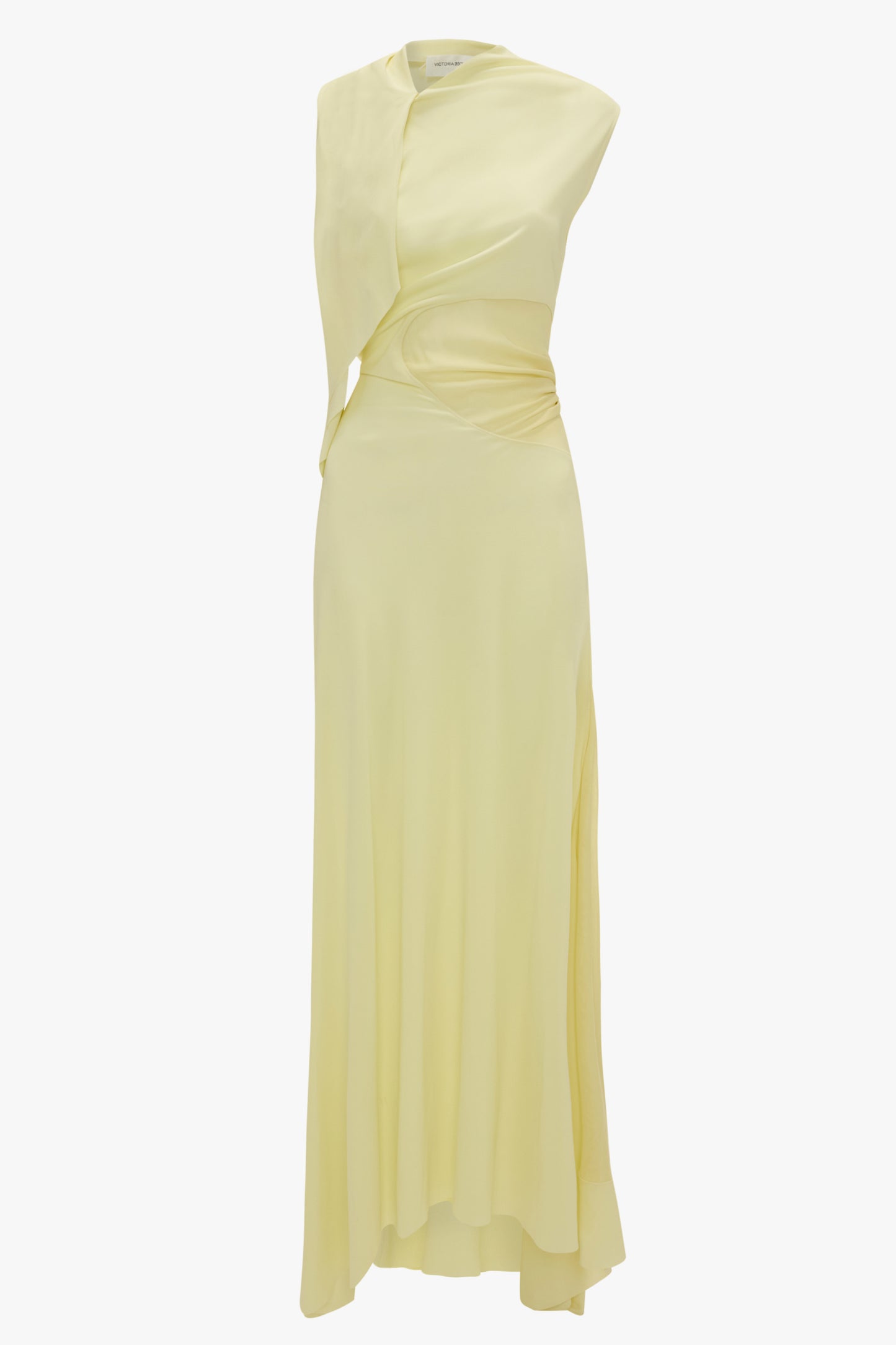 Sleeveless Draped Panel Dress In Frosted Yellow