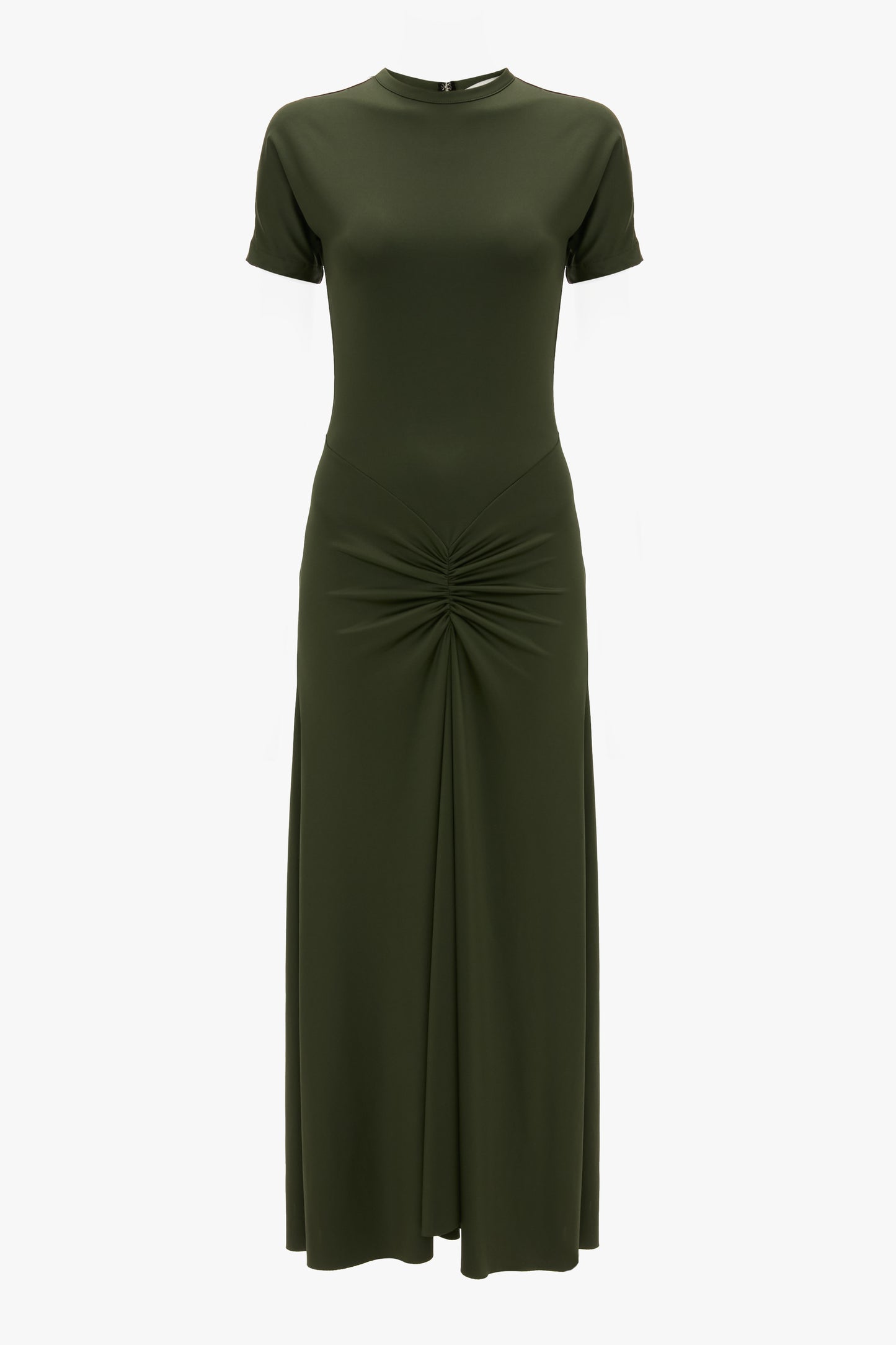 Gathered Waist T-Shirt Midi Dress In Oregano