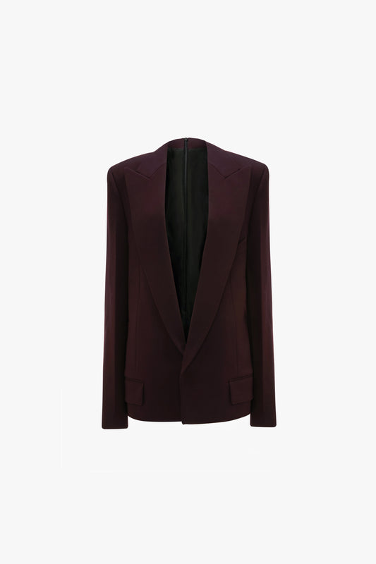 Dropped Lapel Jacket In Deep Mahogany