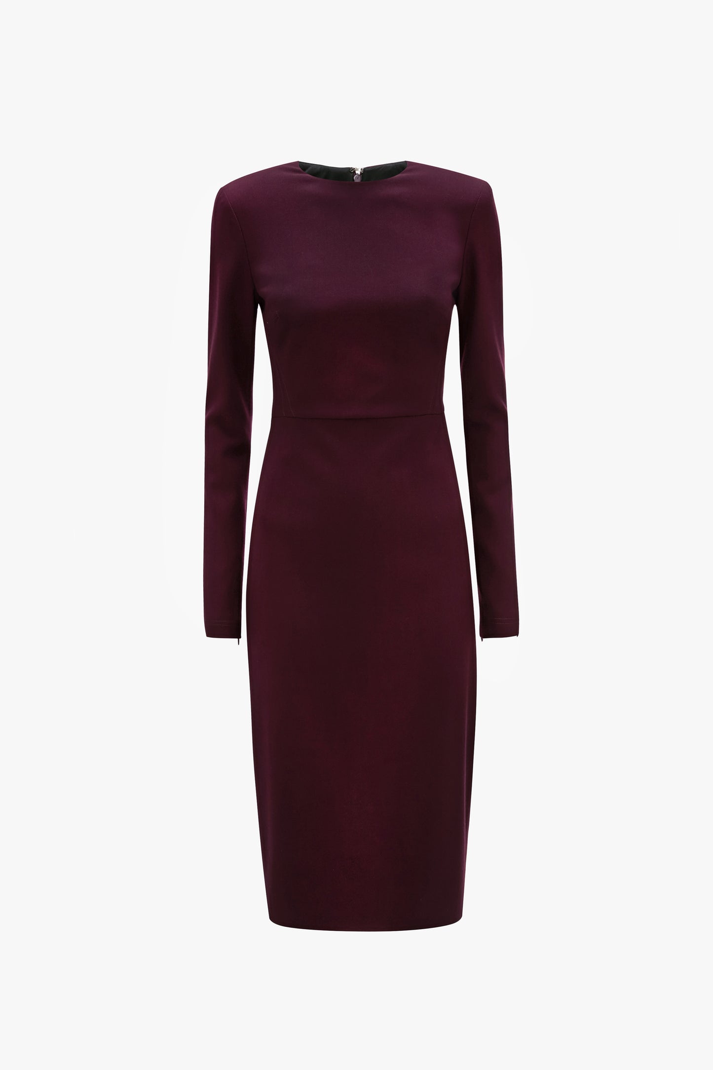 Long Sleeve T-Shirt Fitted Dress In Deep Mahogany