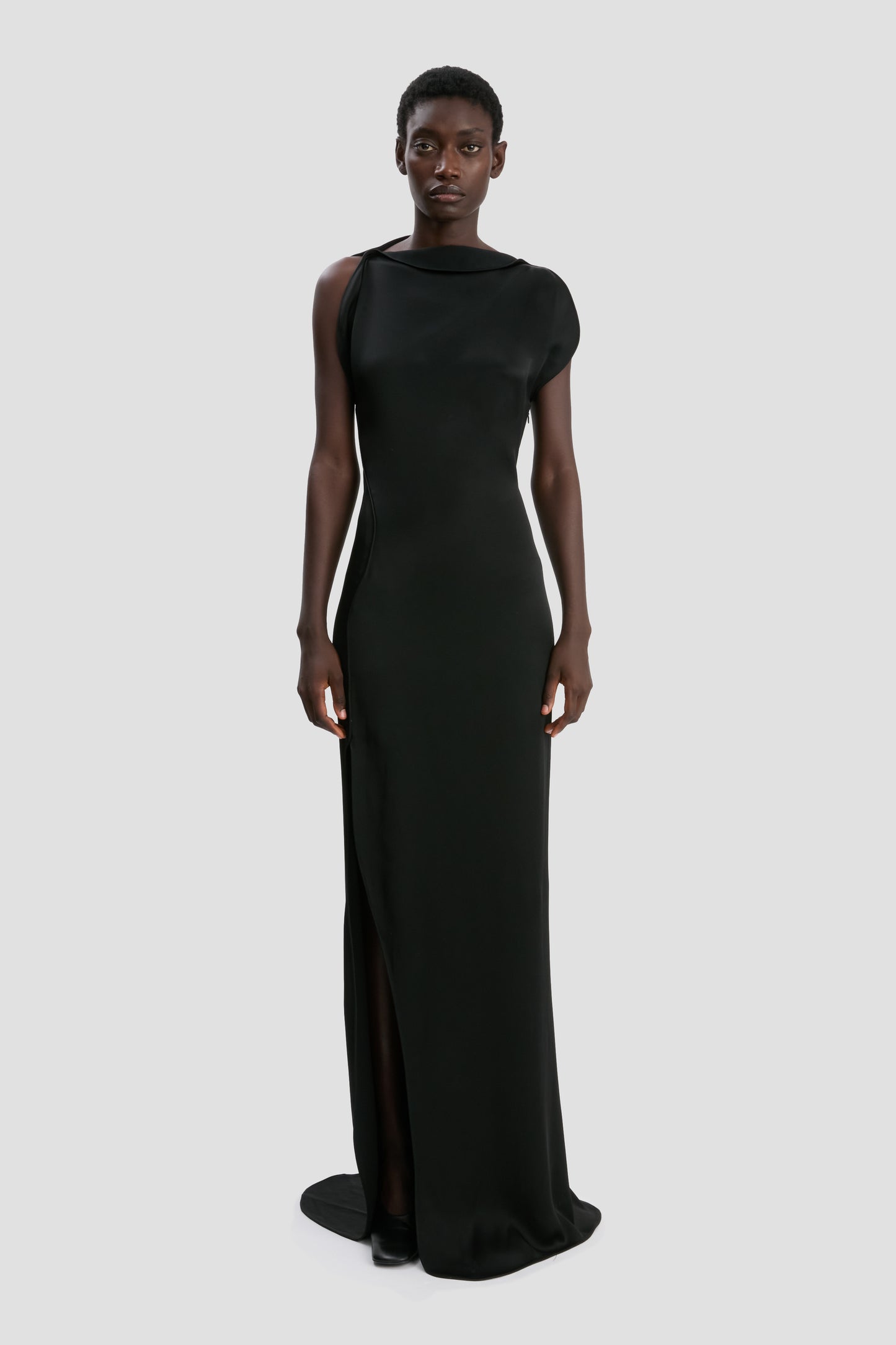 Sleeveless Cord Split Side Dress In Black