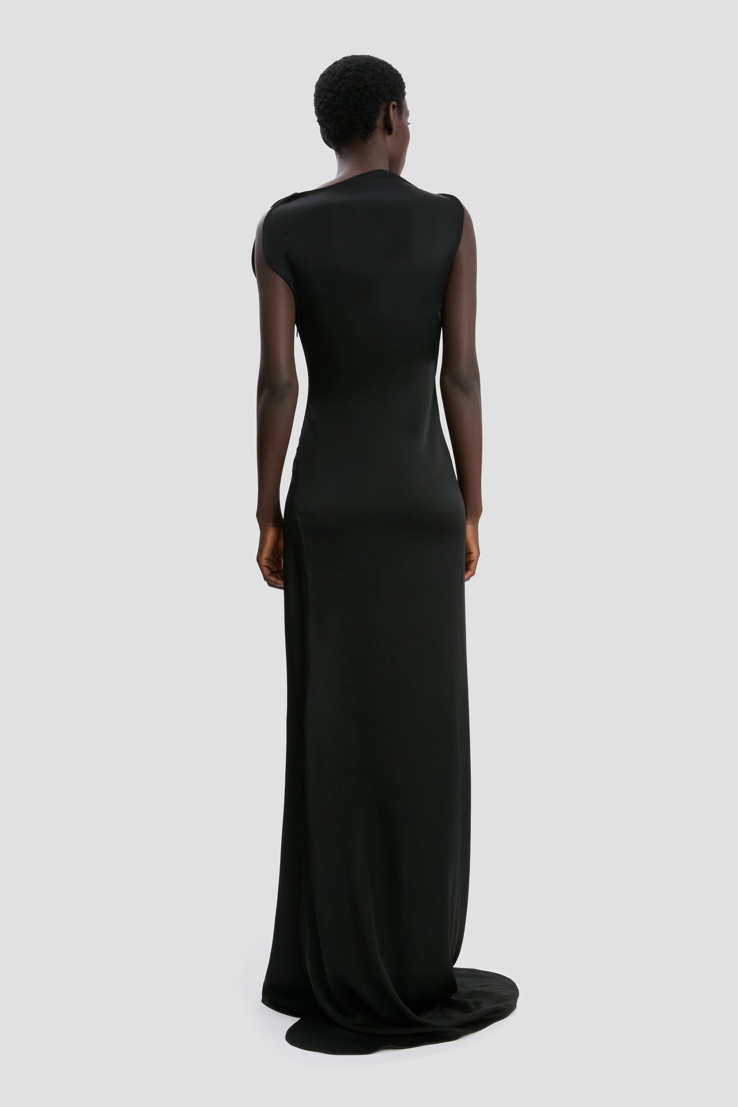 Sleeveless Cord Split Side Dress In Black