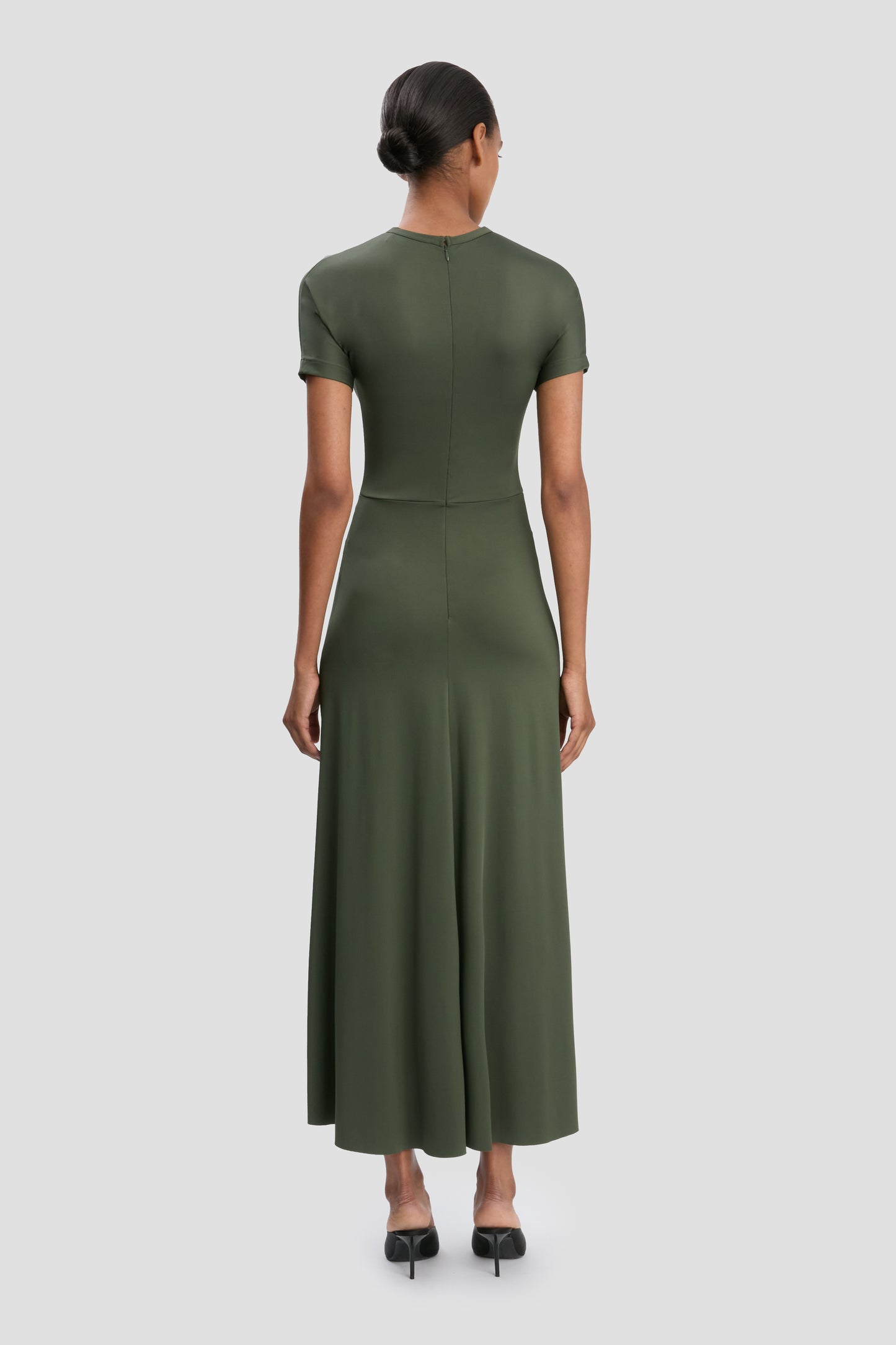 Gathered Waist T-Shirt Midi Dress In Oregano