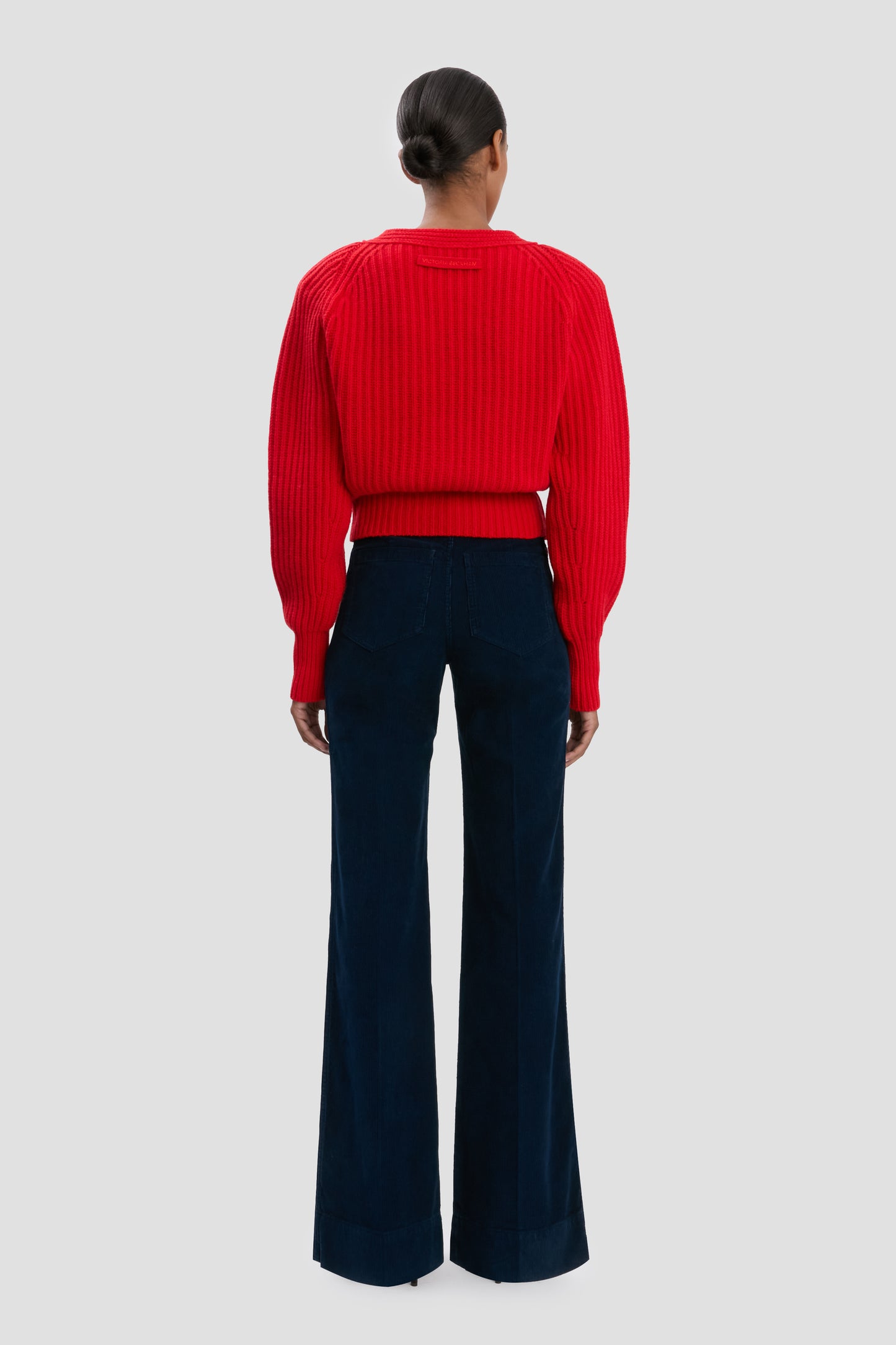 Rib Detail Cropped Jumper In Cayenne