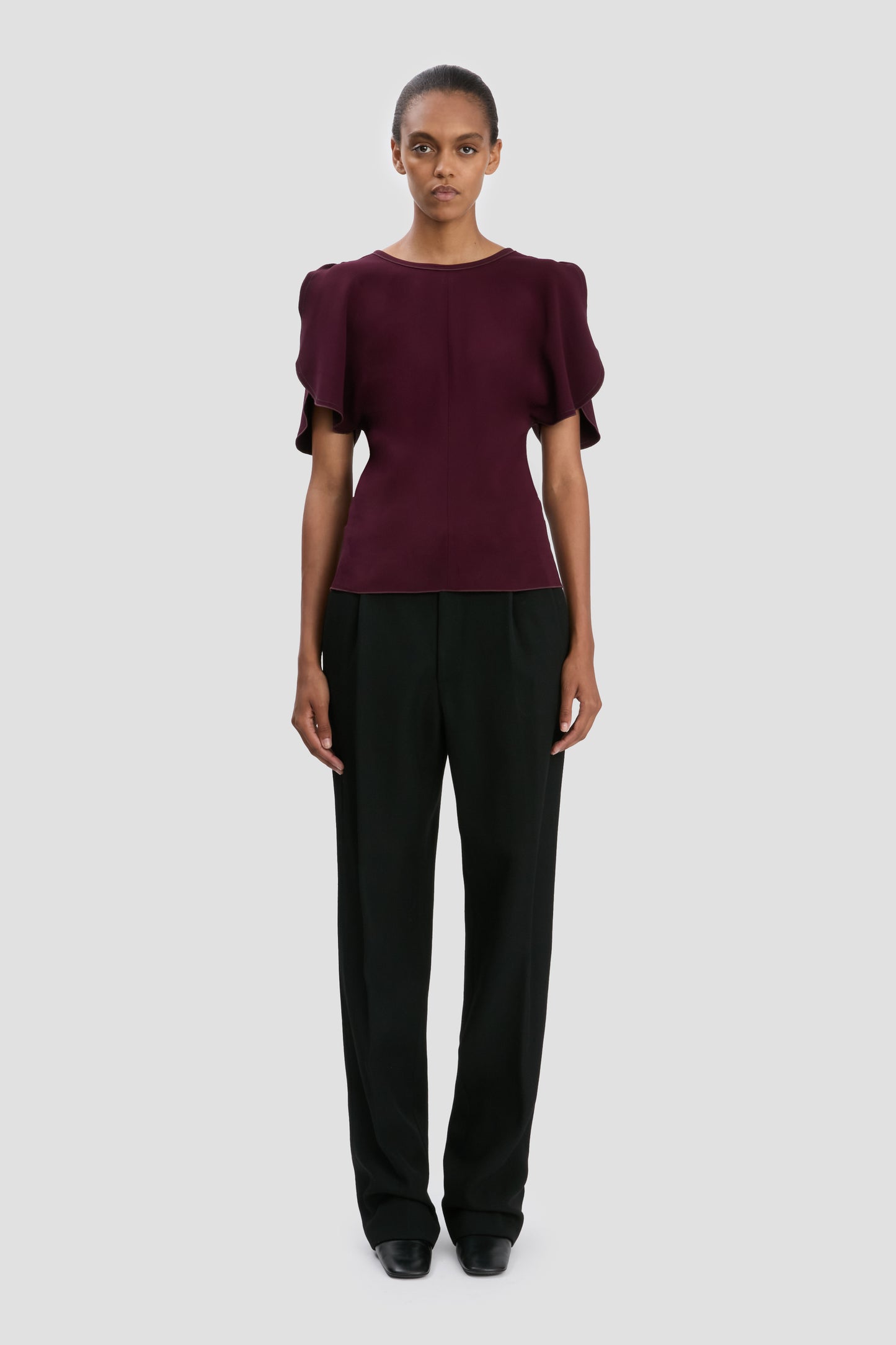 Drop-Waist Straight Leg Trouser In Black