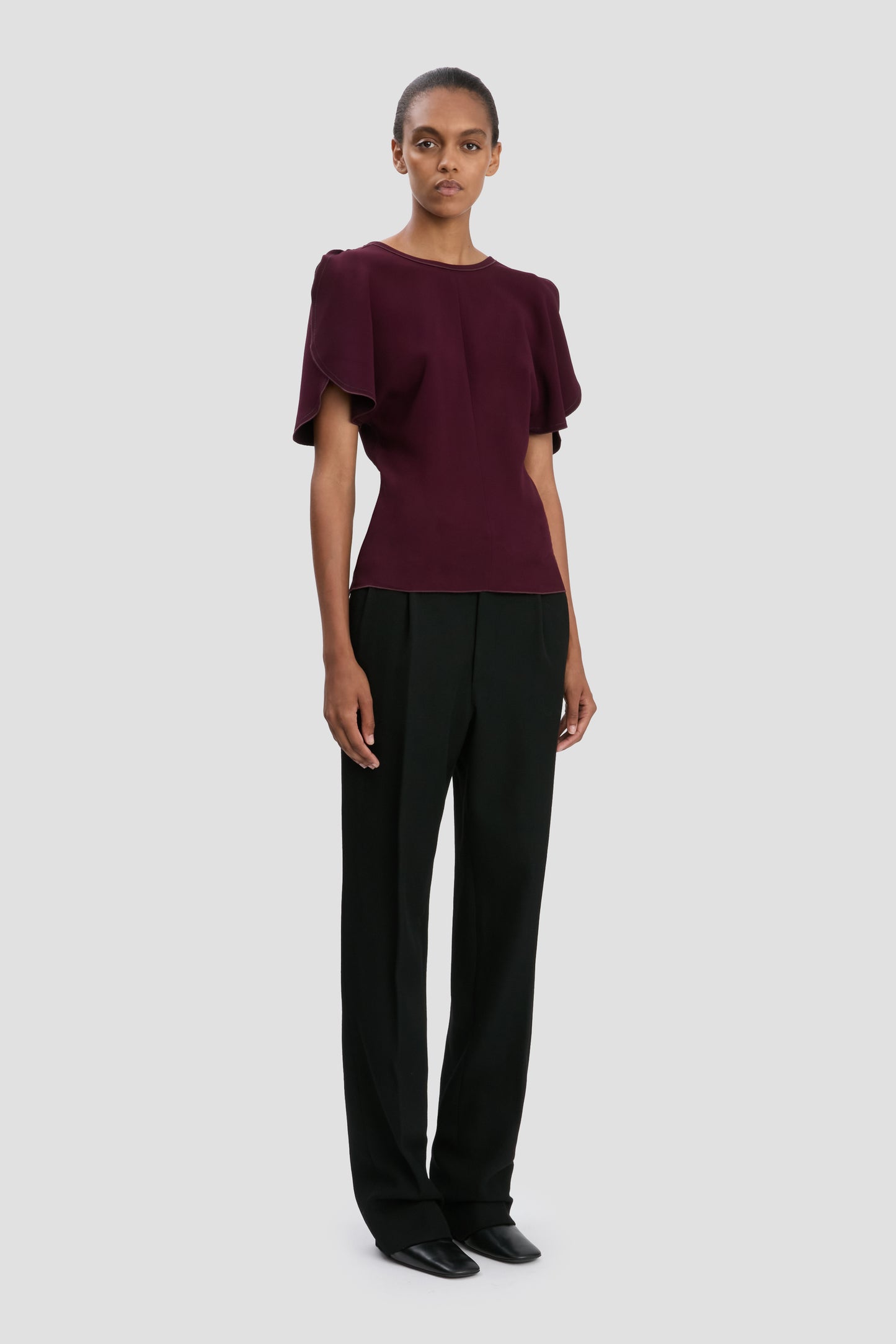 Drop-Waist Straight Leg Trouser In Black