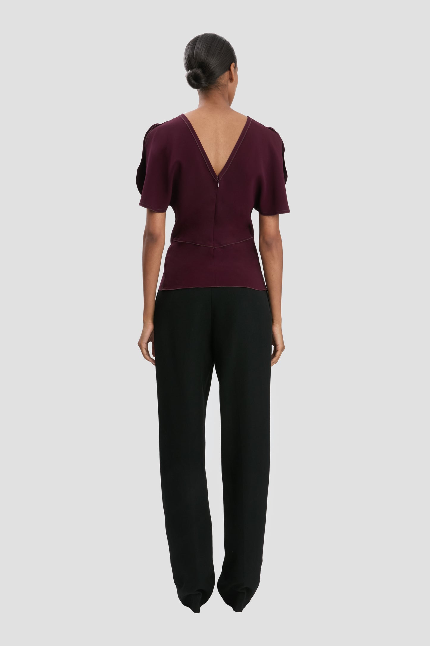 Drop-Waist Straight Leg Trouser In Black