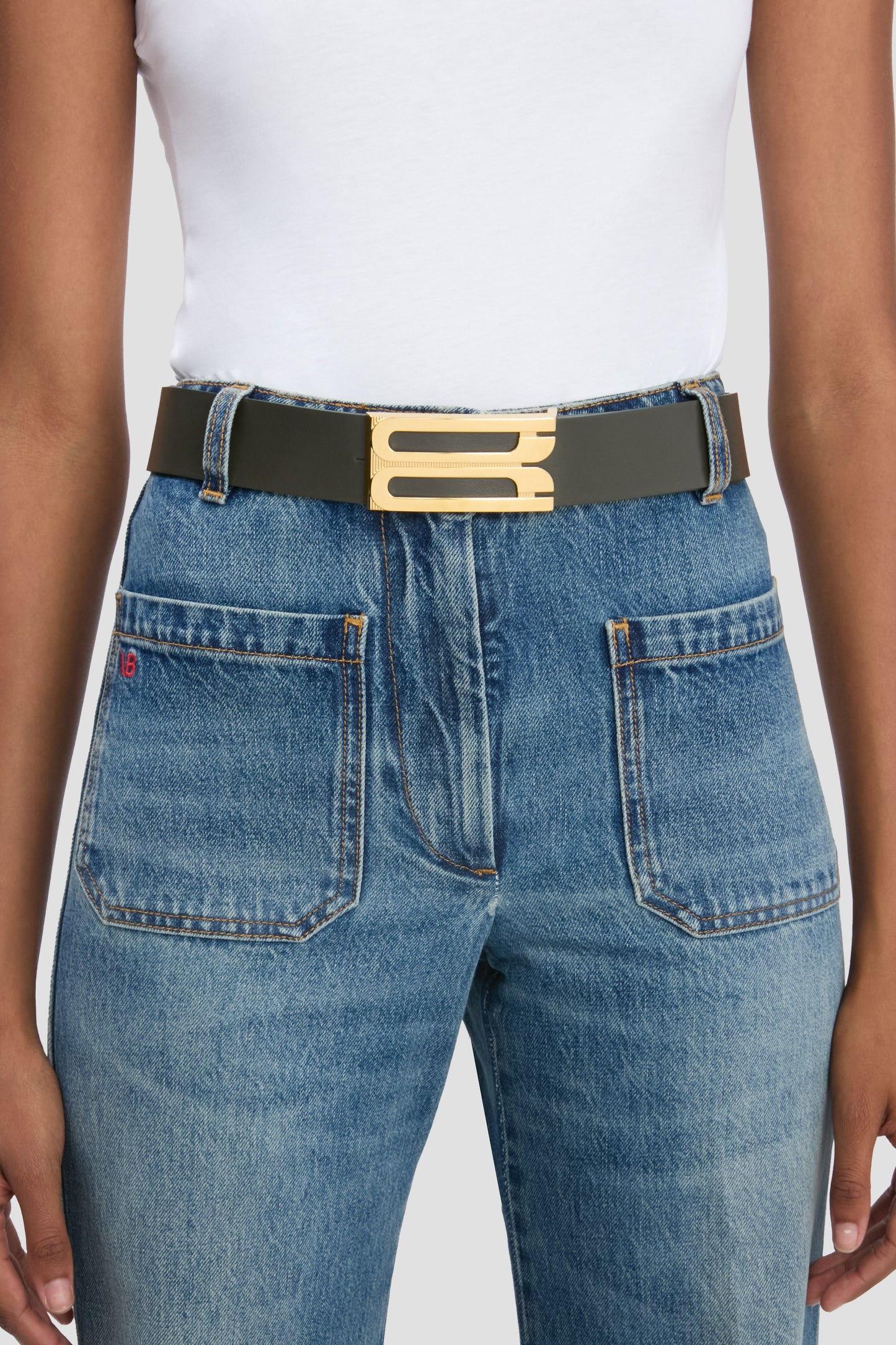 Jumbo Frame Belt In Dark Olive Smooth Leather