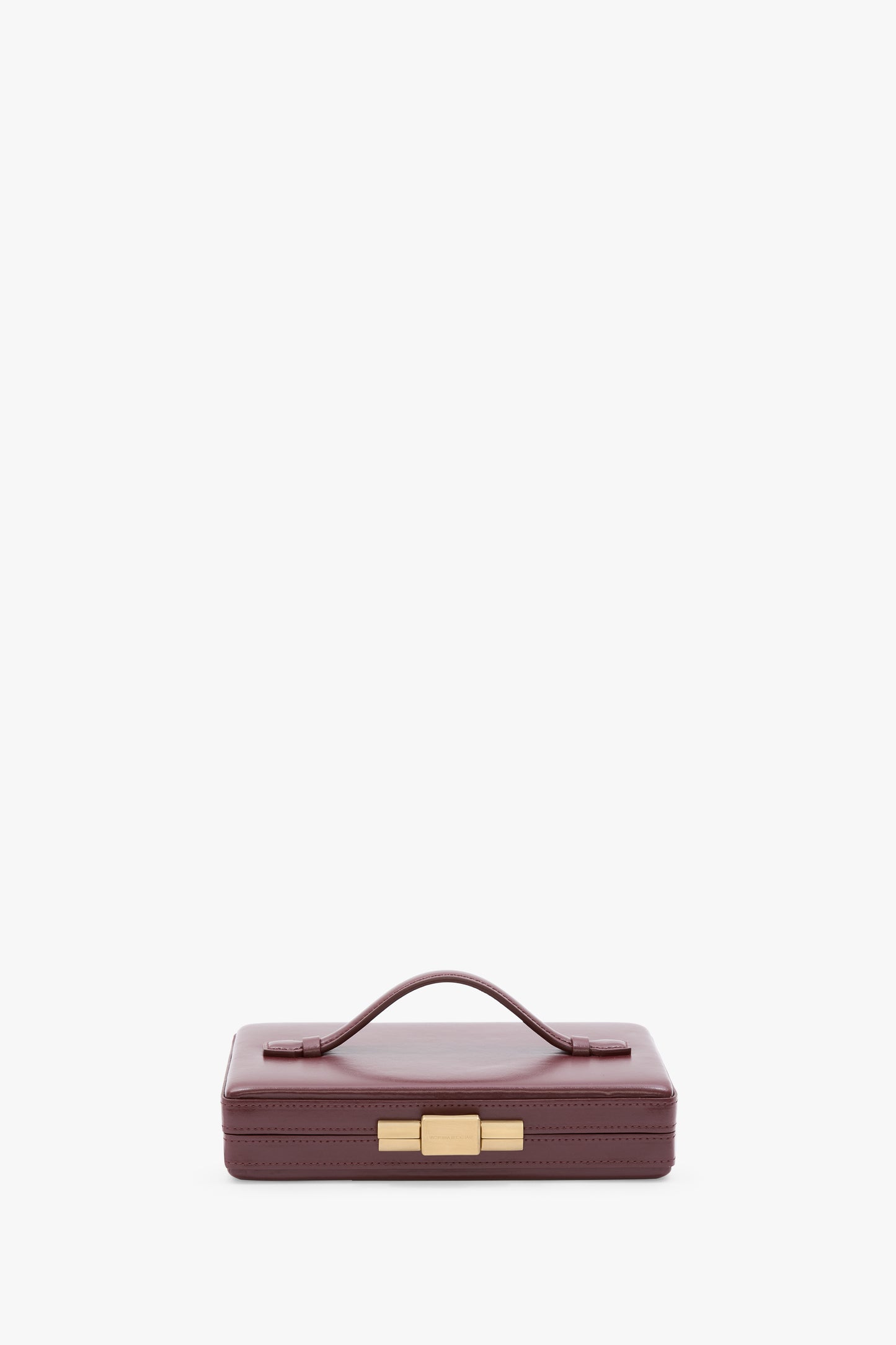Box Clutch In Burgundy Smooth Leather