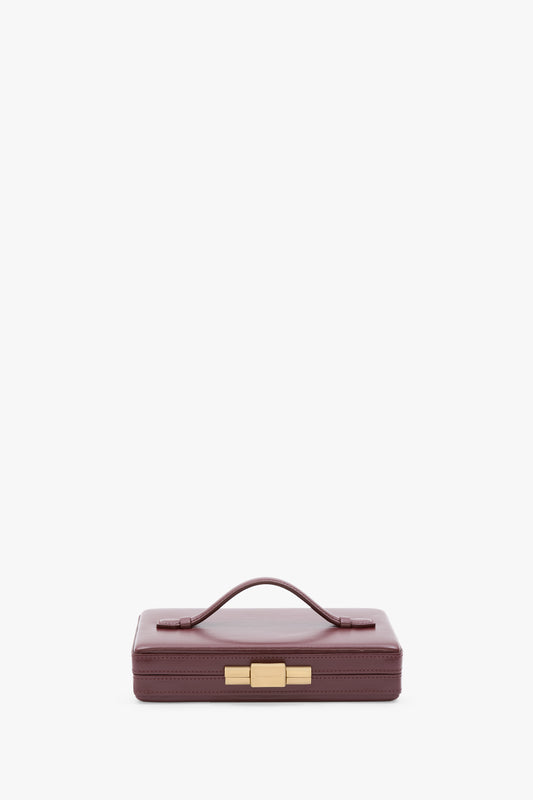 Box Clutch In Burgundy Smooth Leather