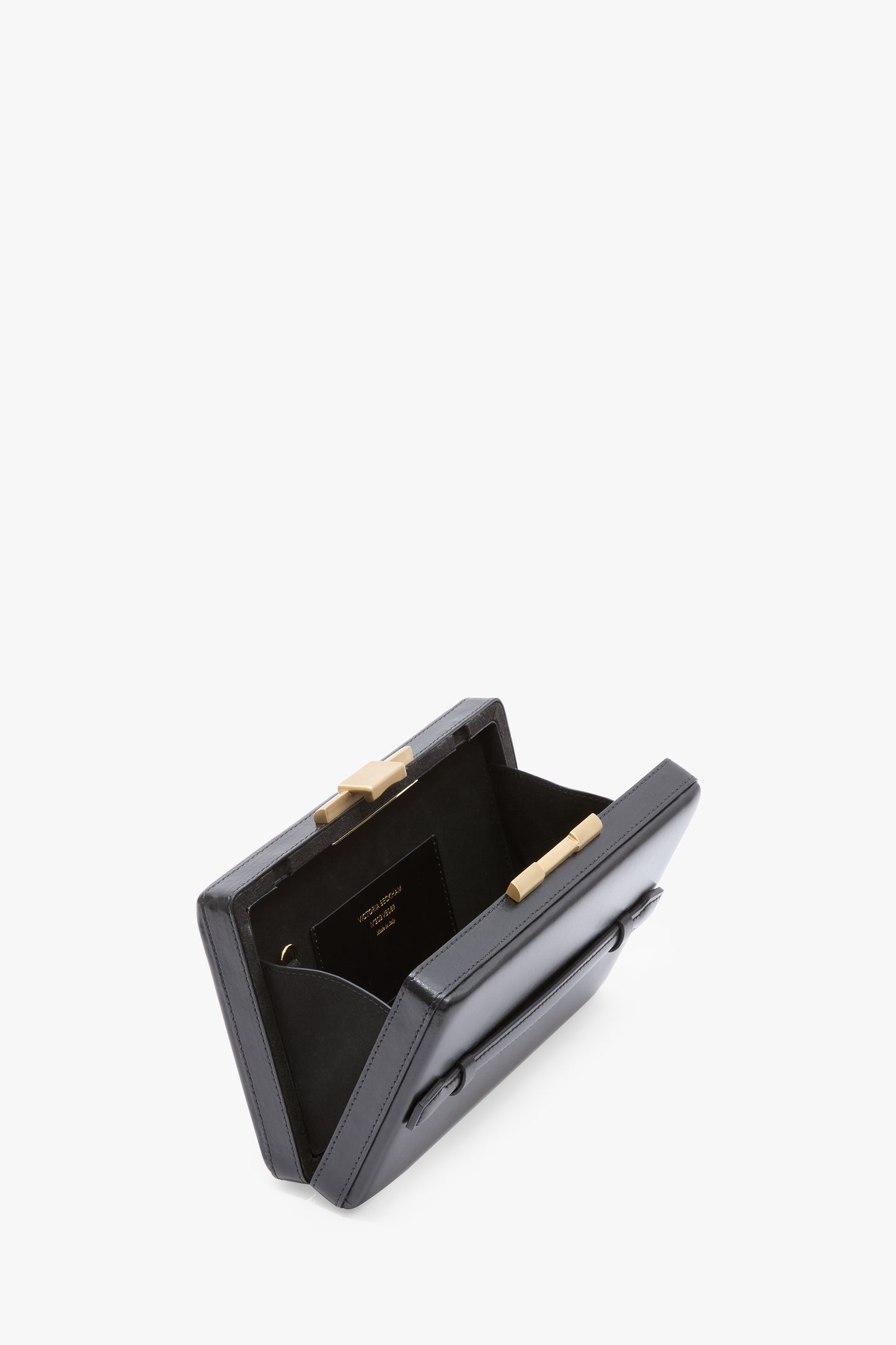 Box Clutch In Black Smooth Leather