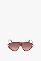 Visor Hinge-Detail Sunglasses in Striped Wine