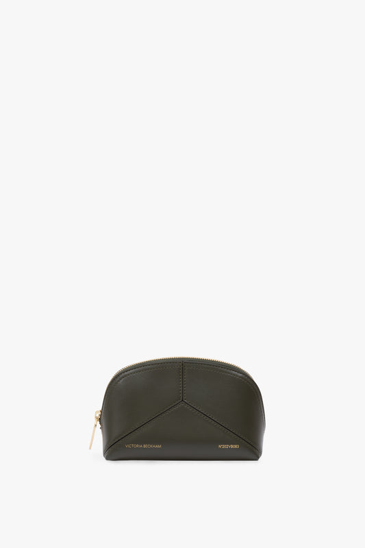 Victoria Mini Travel Pouch In Dark Olive Smooth Leather