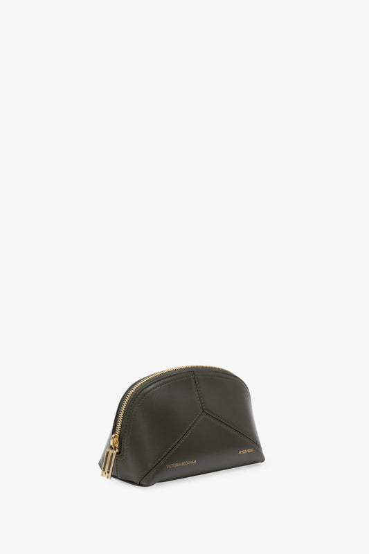 Victoria Mini Travel Pouch In Dark Olive Smooth Leather