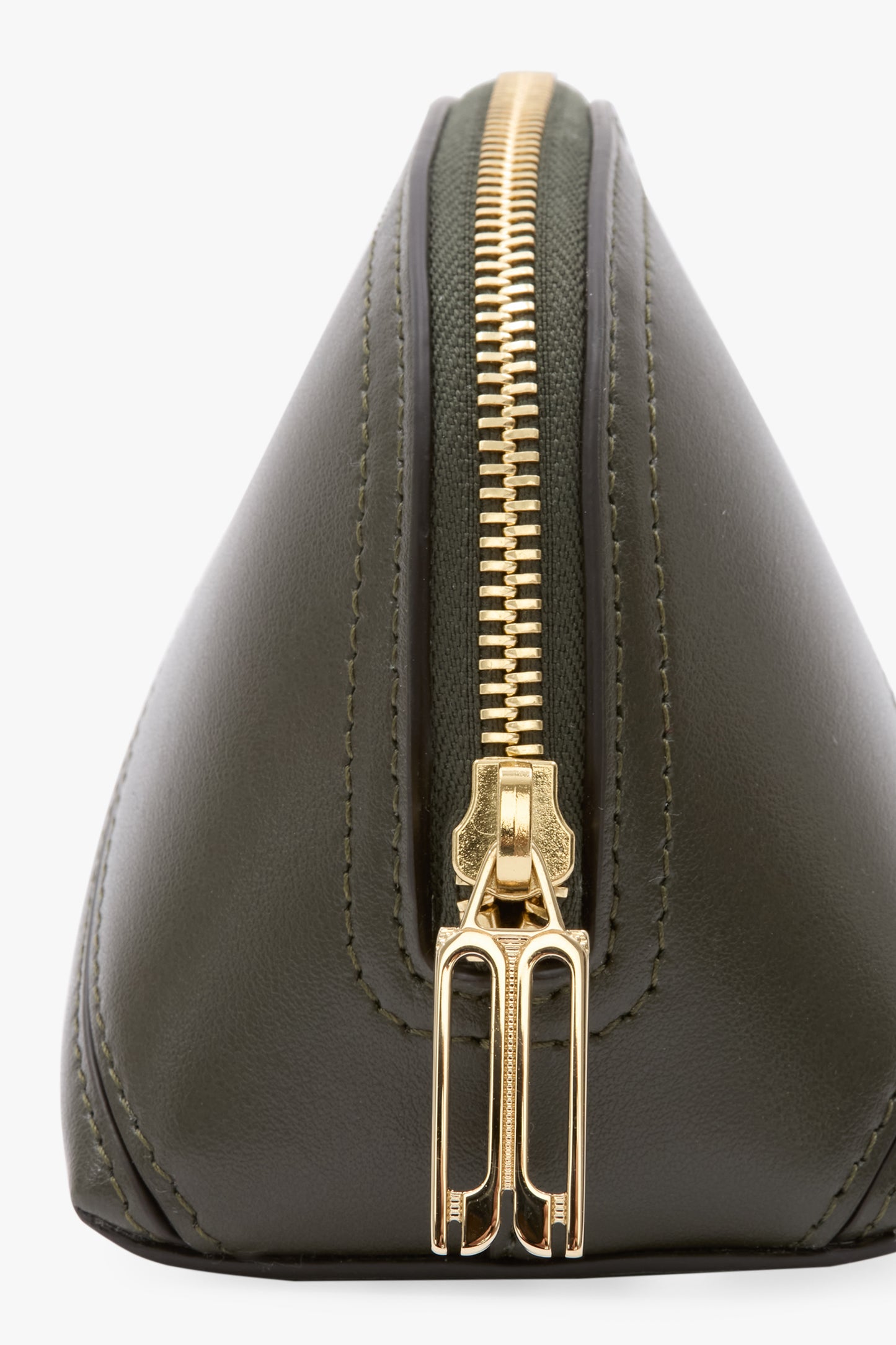 Victoria Mini Travel Pouch In Dark Olive Smooth Leather