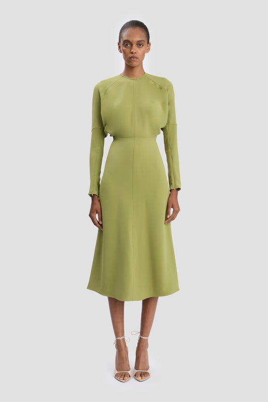 Dolman Midi Dress In Greenfinch