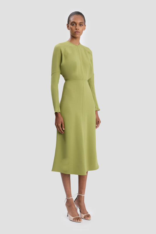 Dolman Midi Dress In Greenfinch