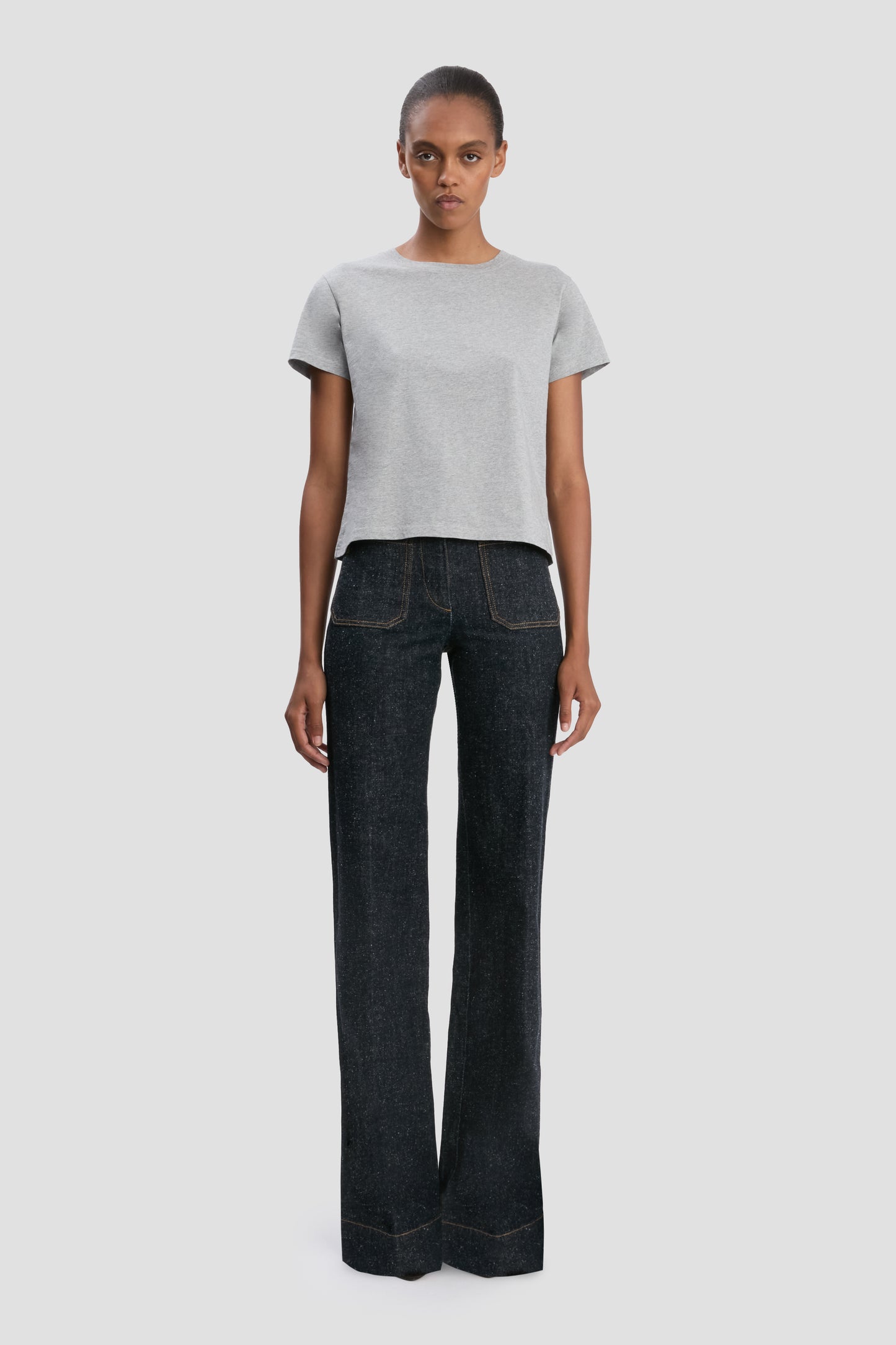 Shrunken Fit T-Shirt In Grey Marl