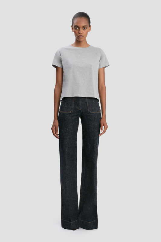 Shrunken Fit T-Shirt In Grey Marl