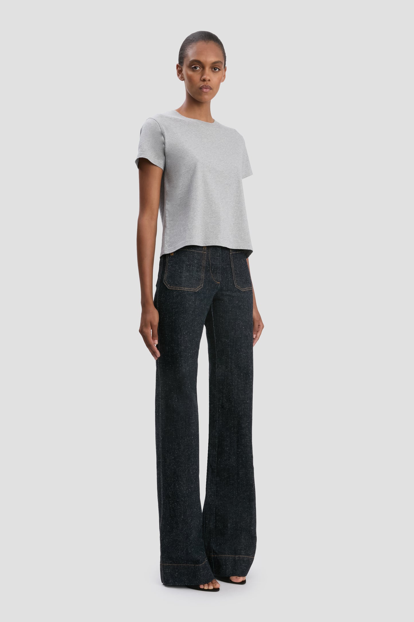 Shrunken Fit T-Shirt In Grey Marl