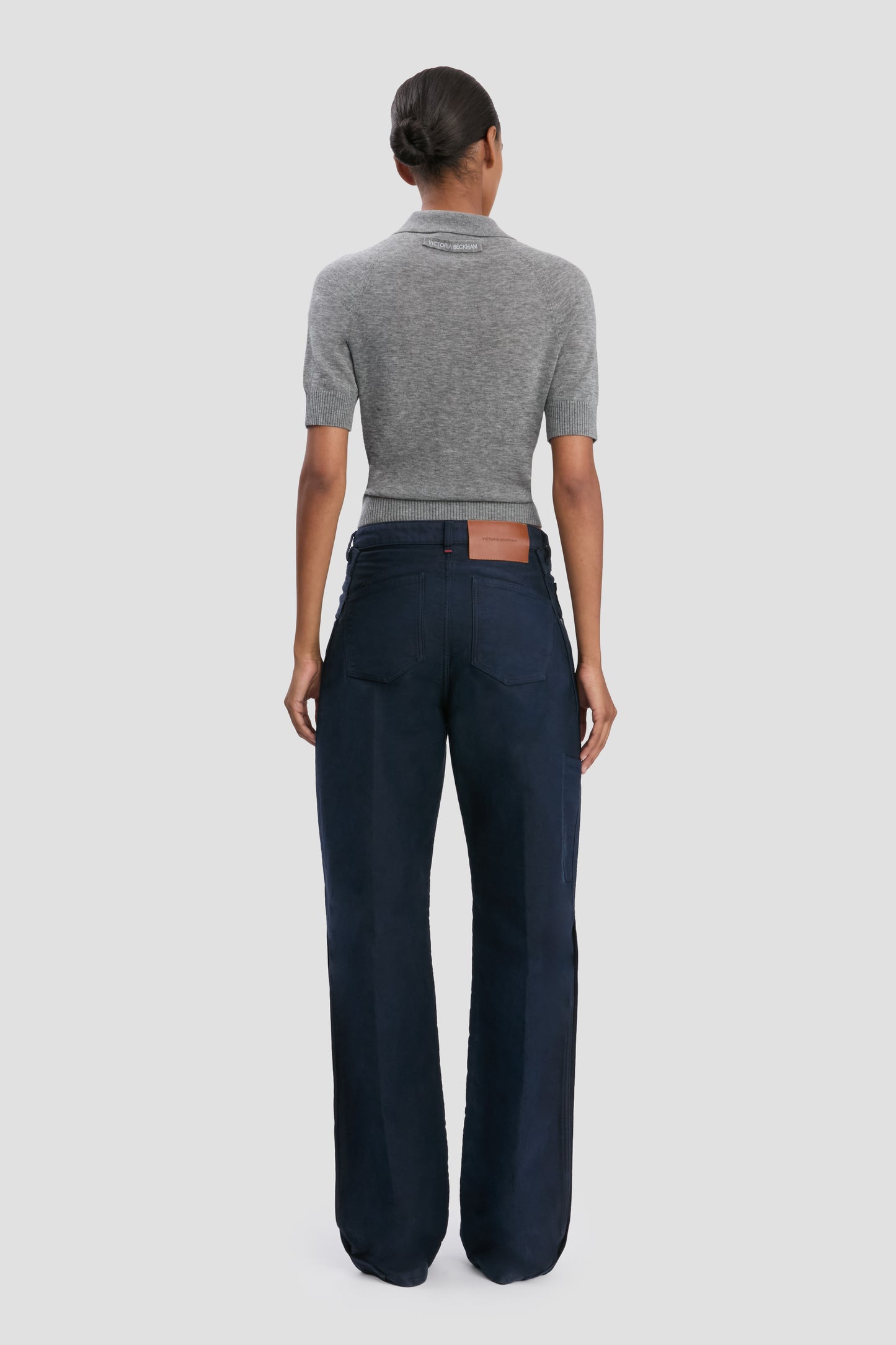 Polo Top In Grey Marl