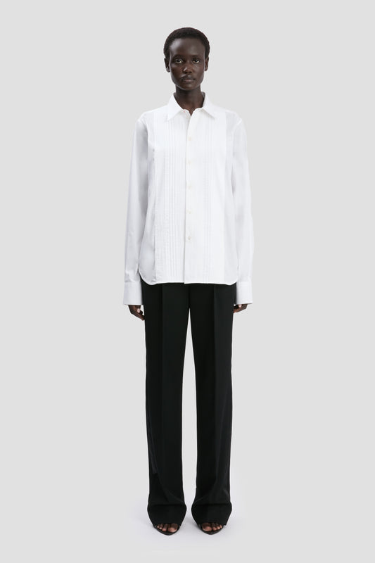 Pin Tuck Shirt In White