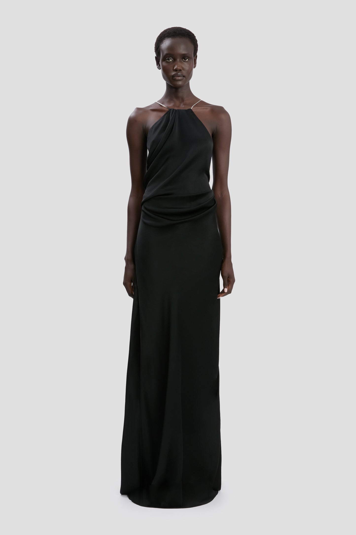 Chain Halter Gown In Black