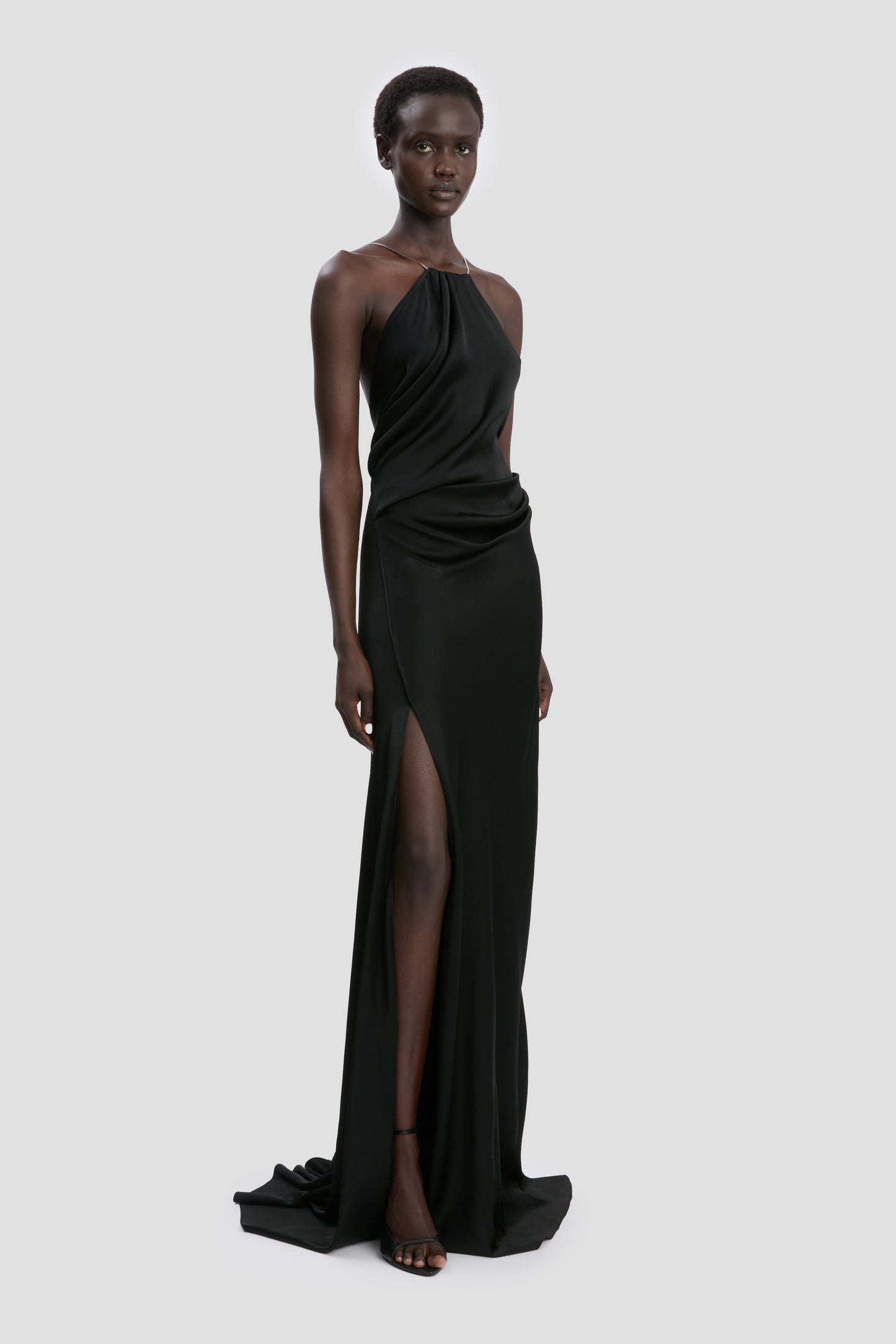 Chain Halter Gown In Black