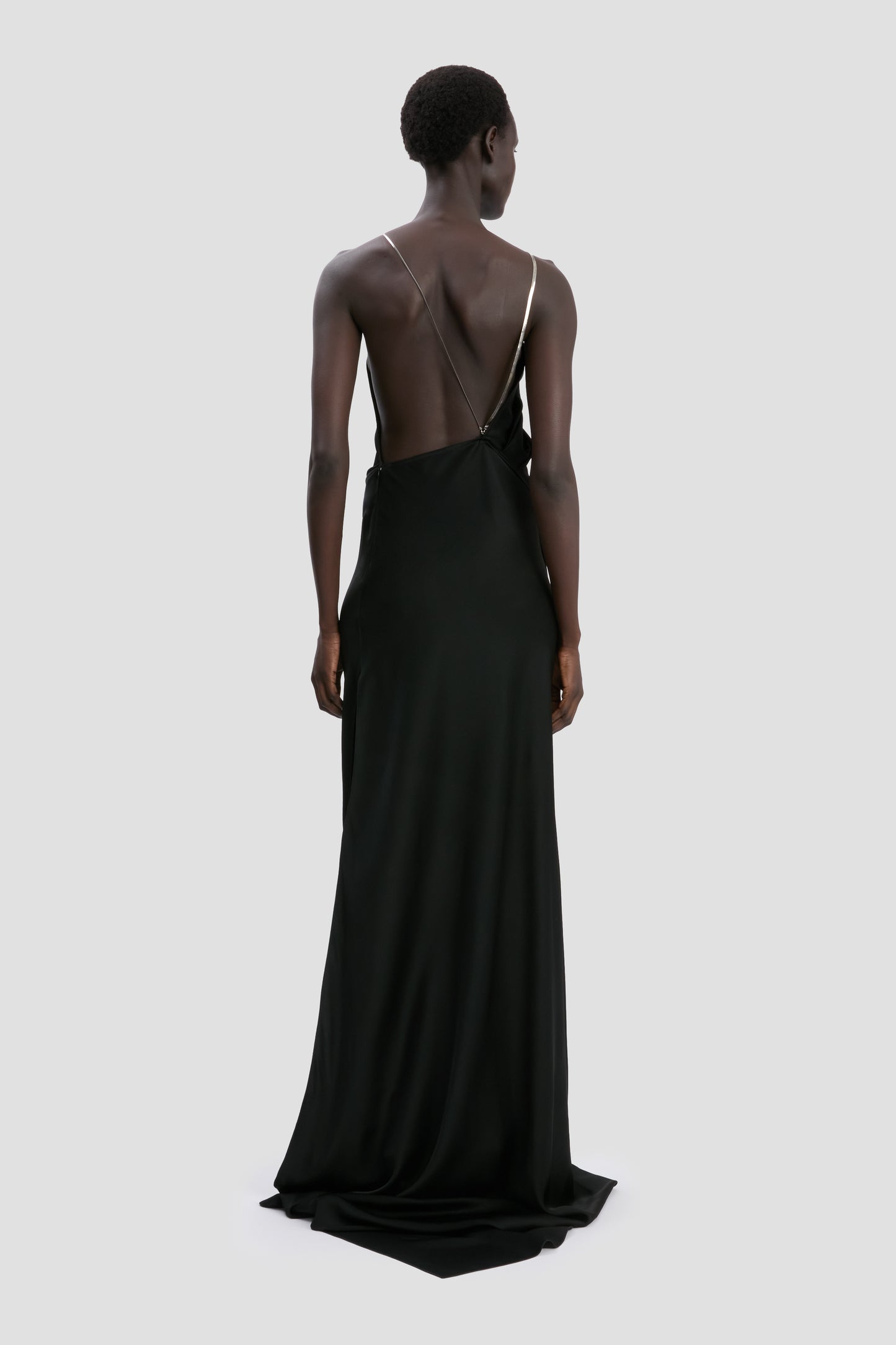 Chain Halter Gown In Black