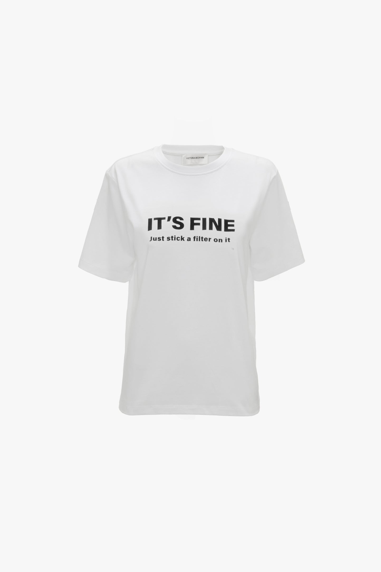 Slogan Tee In White Just Stick A Filter On It