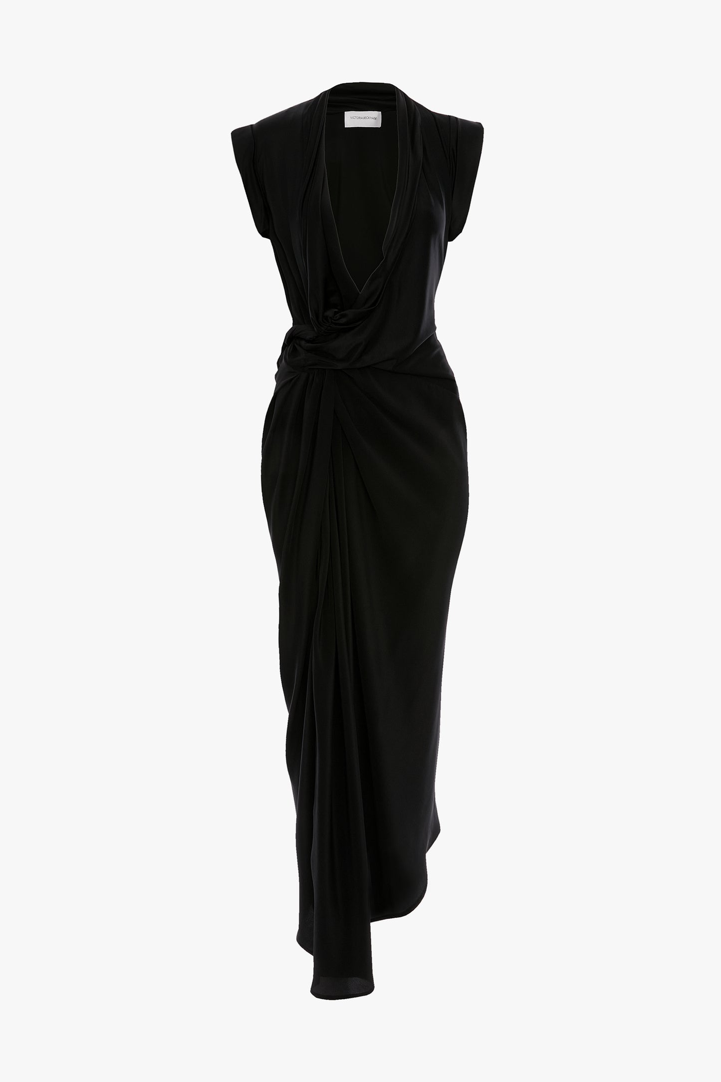 Asymmetric Twist Detail Dress In Black
