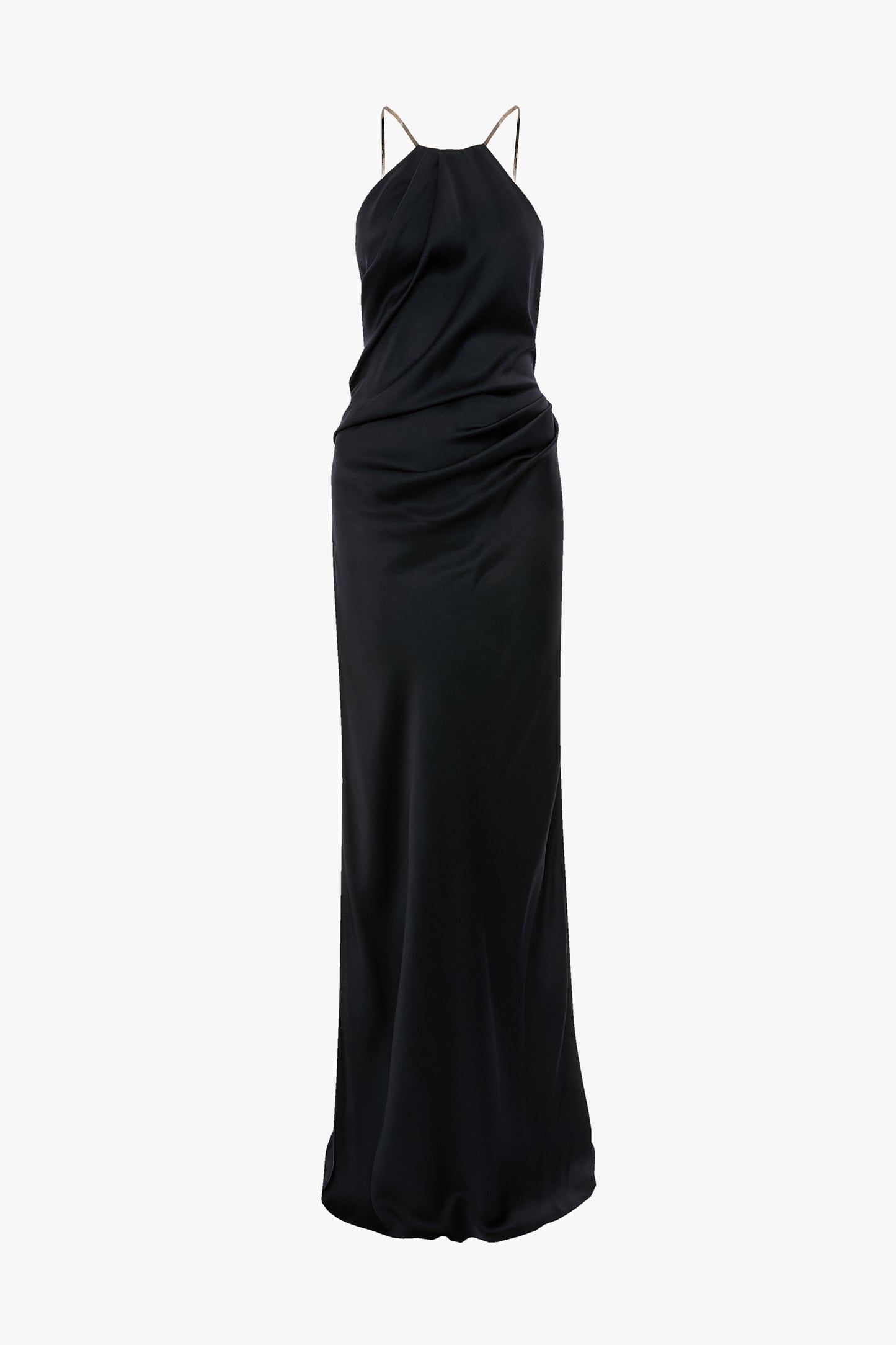 Chain Detail Halter Gown In Navy