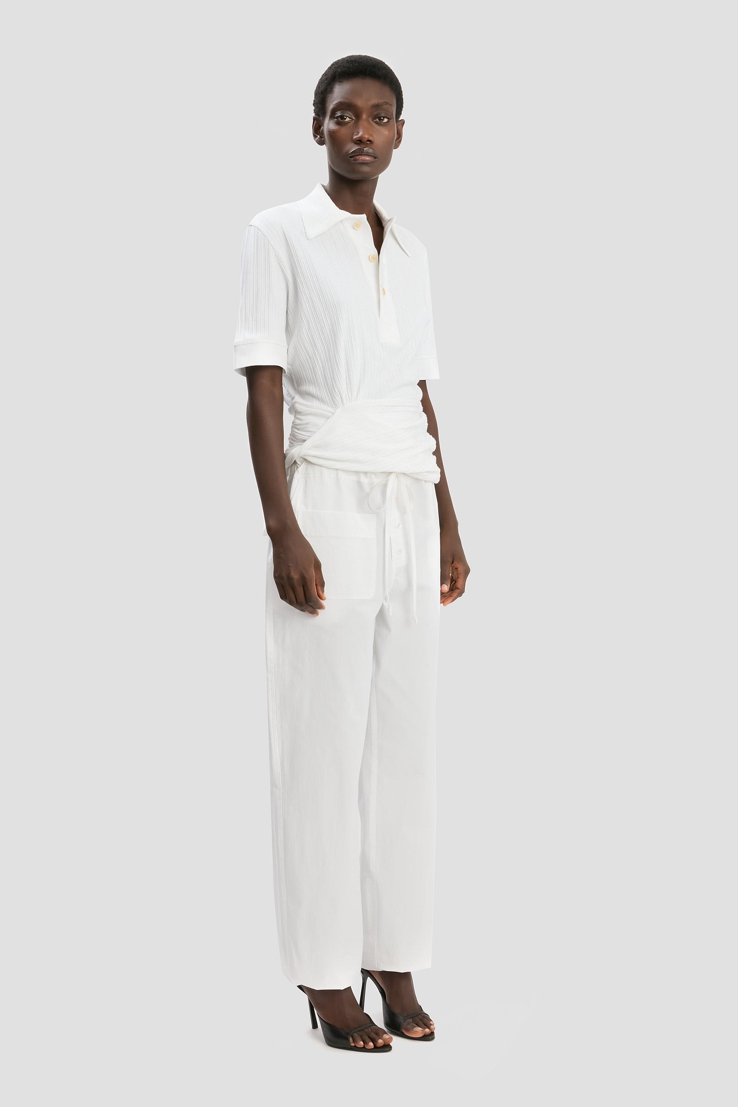 Twist Polo Top In White